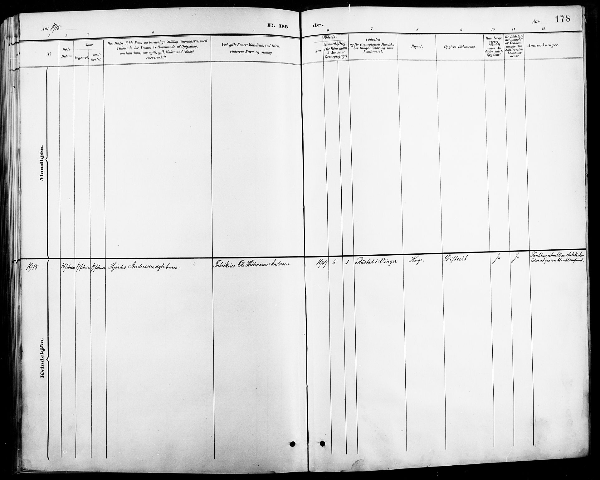Vinger prestekontor, SAH/PREST-024/H/Ha/Hab/L0005: Parish register (copy) no. 5, 1895-1920, p. 178