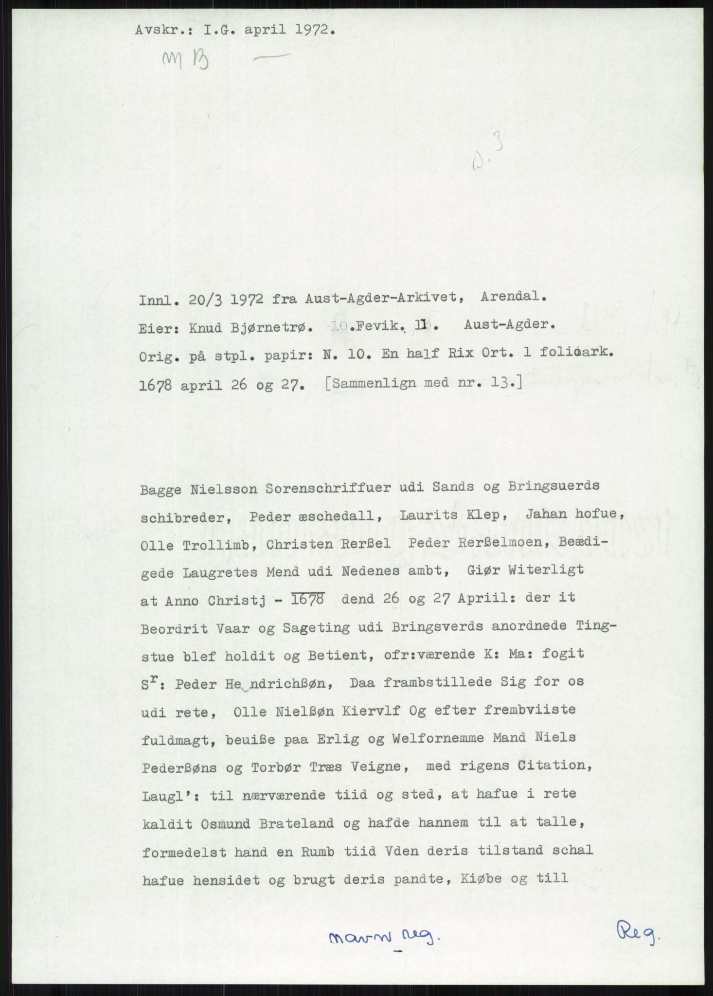 Samlinger til kildeutgivelse, Diplomavskriftsamlingen, AV/RA-EA-4053/H/Ha, p. 508