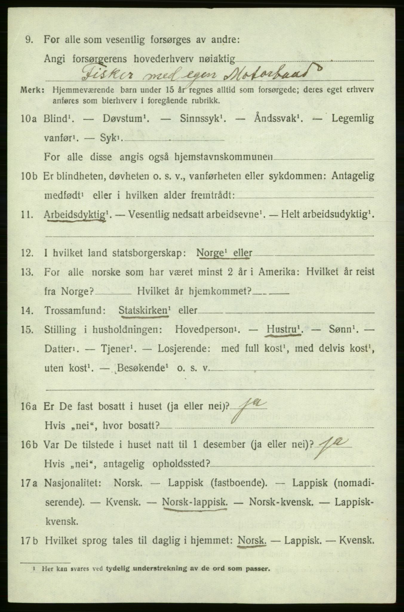 SATØ, 1920 census for Kjelvik, 1920, p. 1604