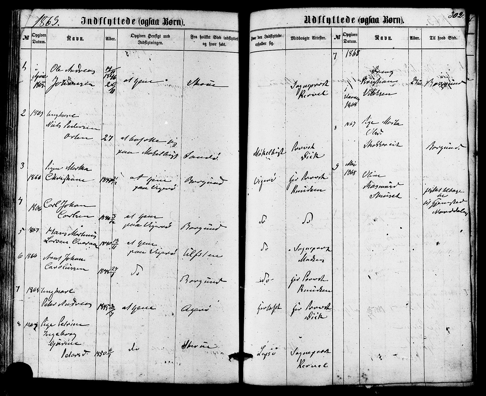 Ministerialprotokoller, klokkerbøker og fødselsregistre - Møre og Romsdal, SAT/A-1454/536/L0498: Parish register (official) no. 536A07, 1862-1875, p. 302