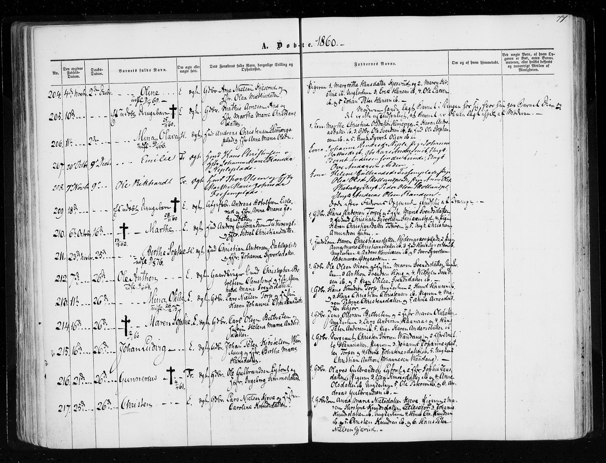 Eidsberg prestekontor Kirkebøker, AV/SAO-A-10905/F/Fa/L0010.a: Parish register (official) no. I 10A, 1857-1866, p. 77