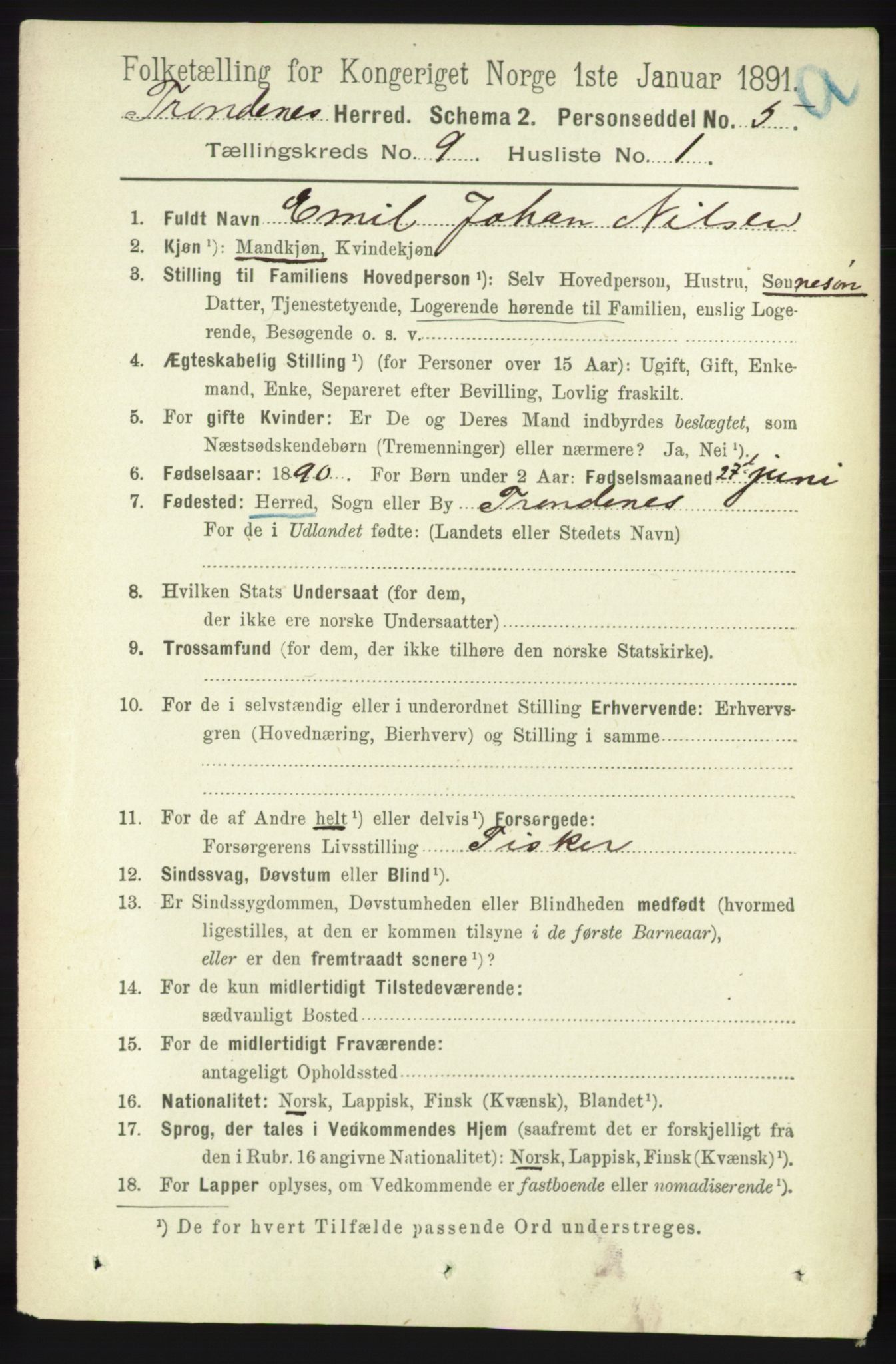 RA, 1891 census for 1914 Trondenes, 1891, p. 6392