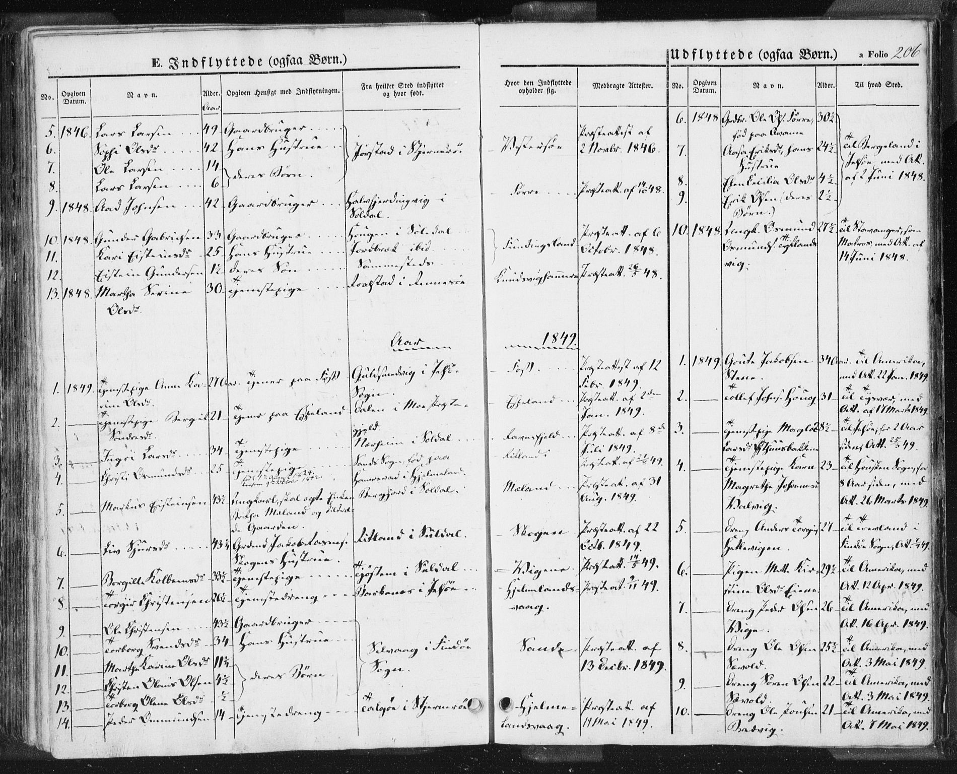 Hjelmeland sokneprestkontor, AV/SAST-A-101843/01/IV/L0009: Parish register (official) no. A 9, 1846-1860, p. 206