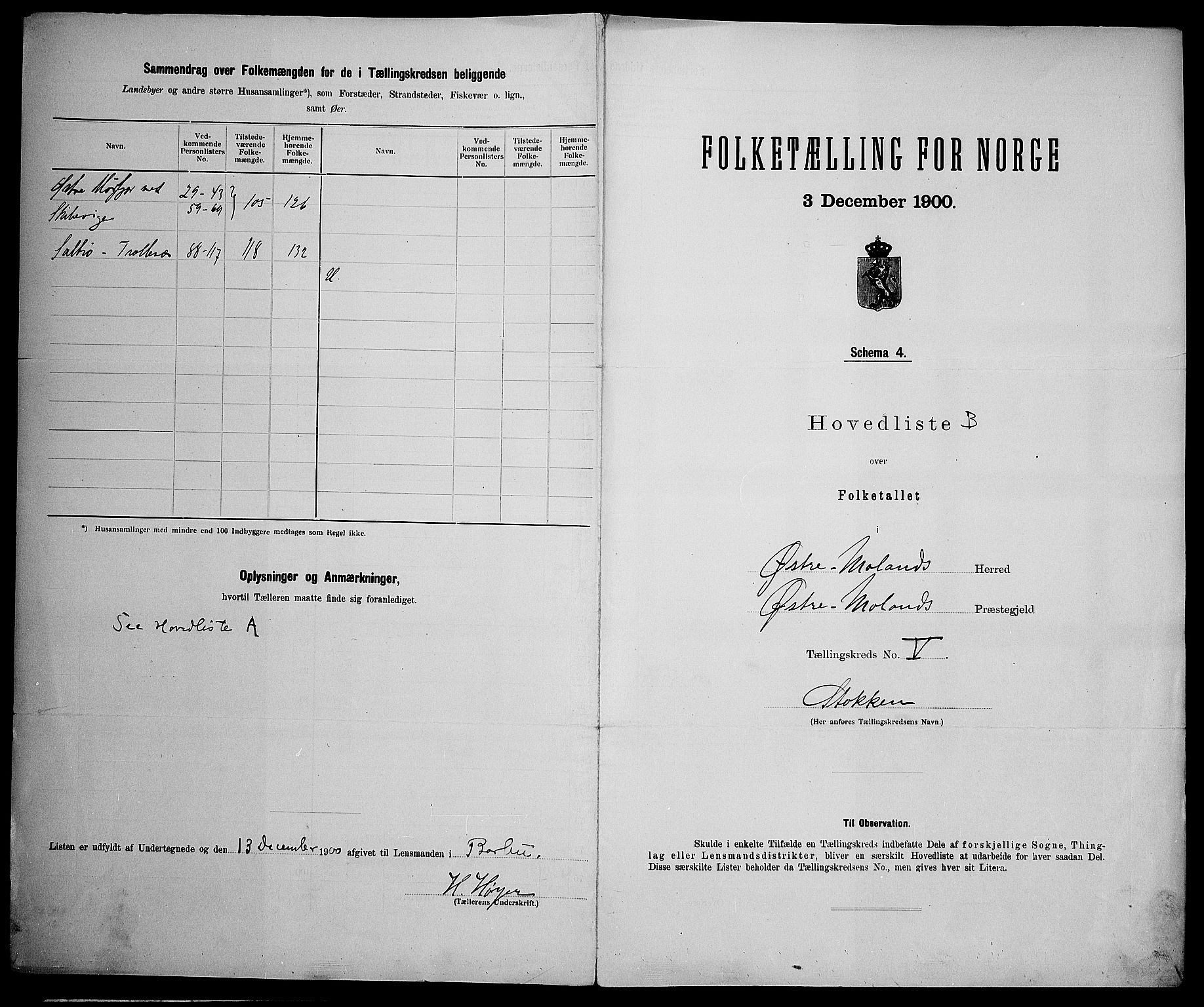 SAK, 1900 census for Austre Moland, 1900, p. 28