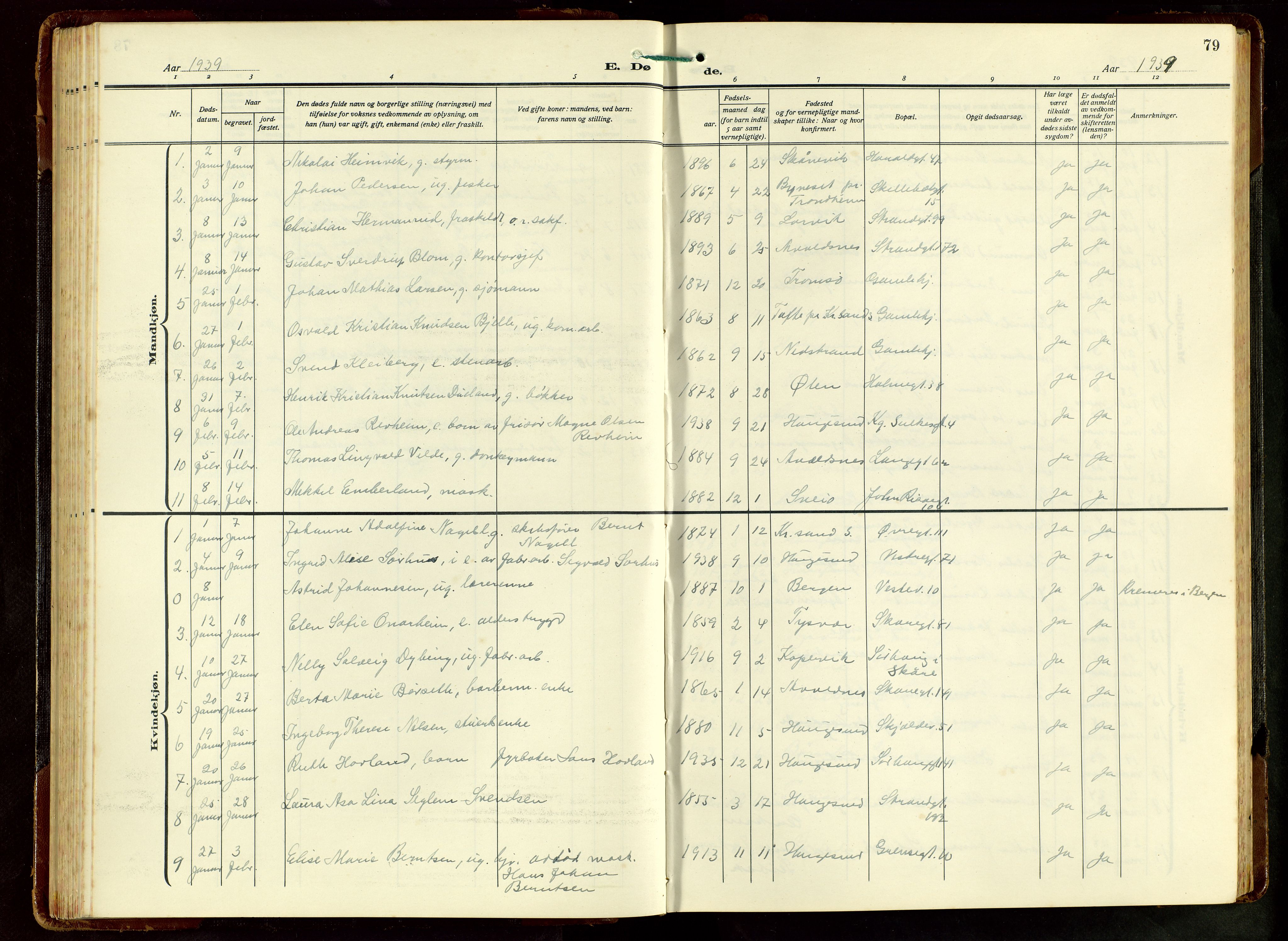 Haugesund sokneprestkontor, SAST/A -101863/H/Ha/Hab/L0012: Parish register (copy) no. B 12, 1930-1958, p. 79