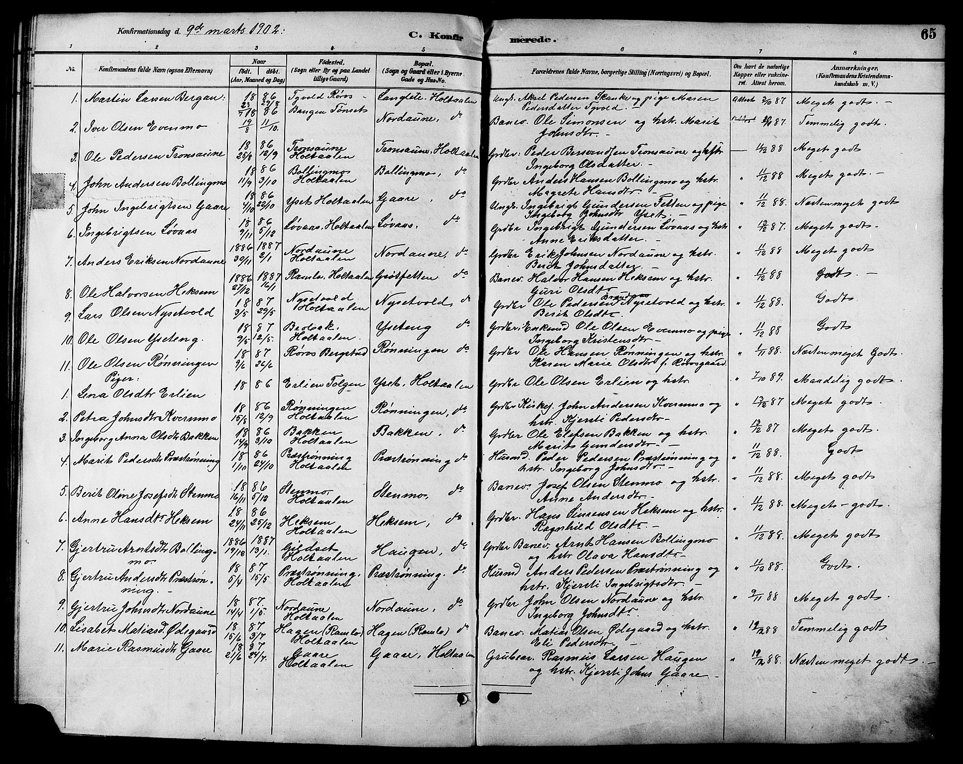 Ministerialprotokoller, klokkerbøker og fødselsregistre - Sør-Trøndelag, SAT/A-1456/685/L0978: Parish register (copy) no. 685C03, 1891-1907, p. 65