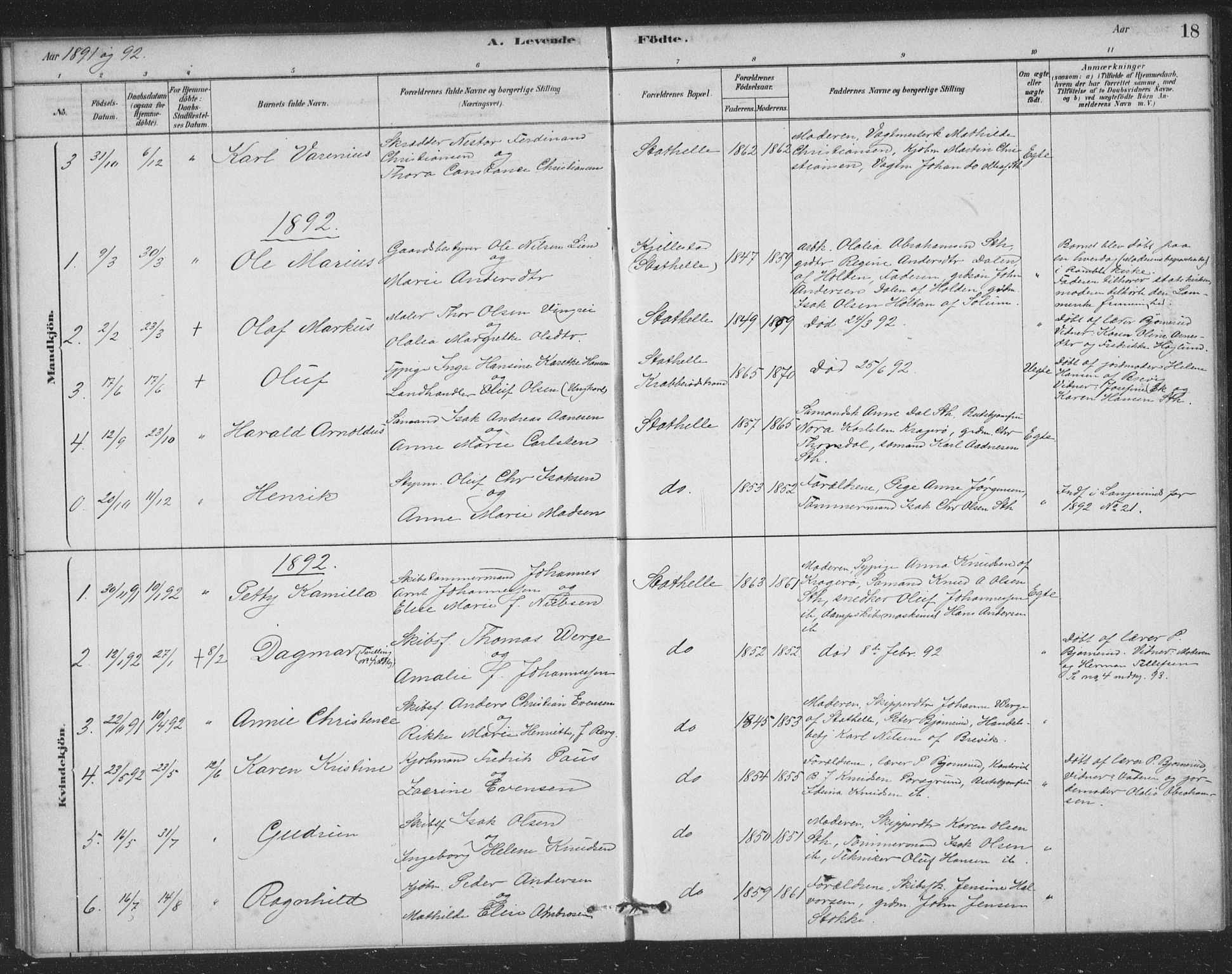 Bamble kirkebøker, AV/SAKO-A-253/F/Fb/L0001: Parish register (official) no. II 1, 1878-1899, p. 18