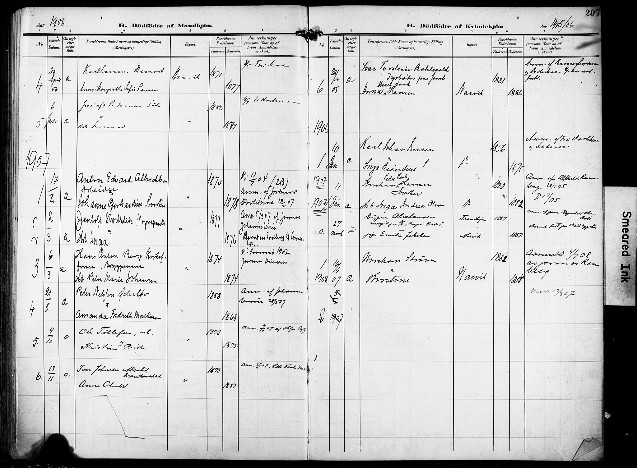 Ministerialprotokoller, klokkerbøker og fødselsregistre - Nordland, AV/SAT-A-1459/871/L0994: Parish register (official) no. 871A10, 1902-1910, p. 207