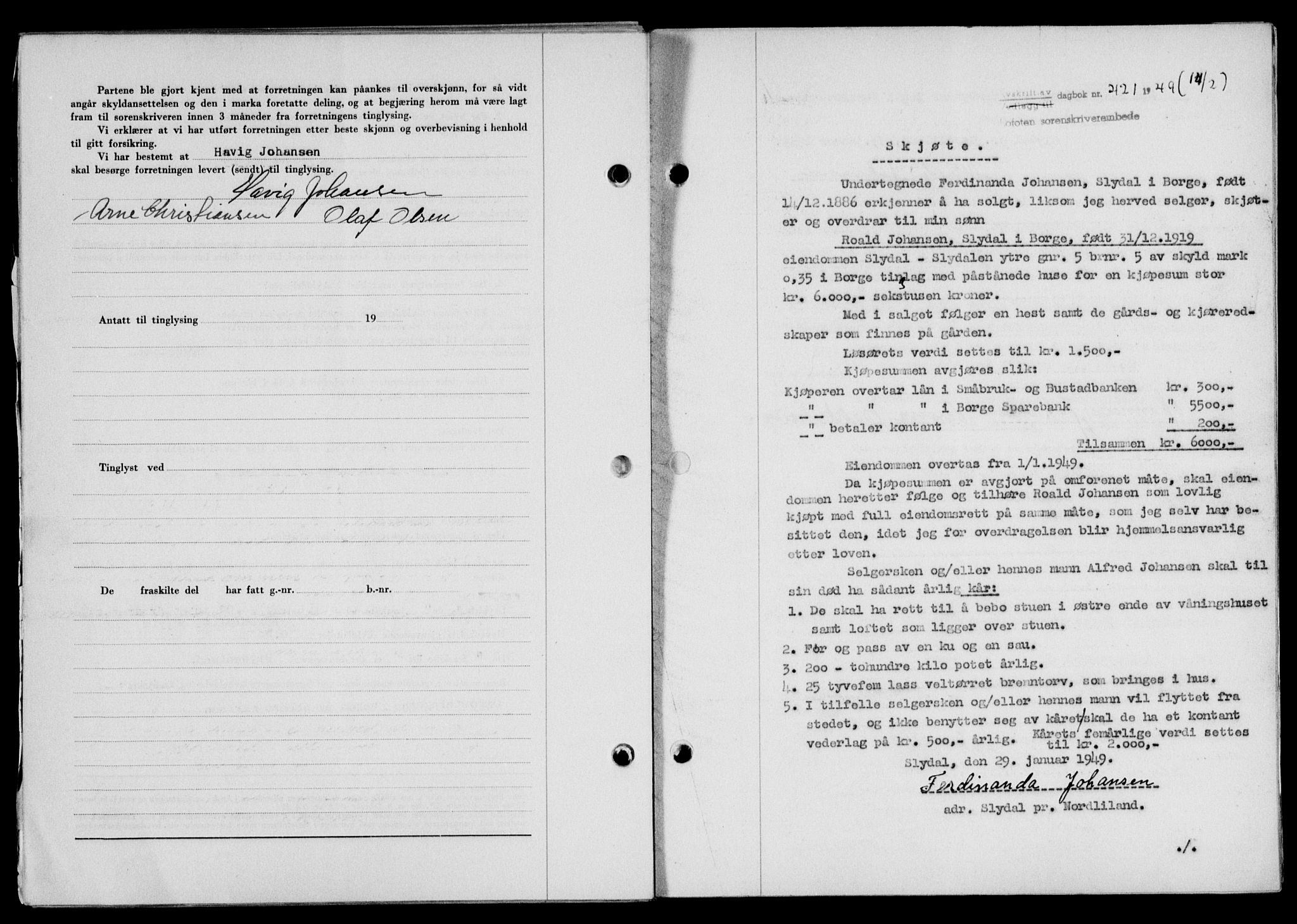 Lofoten sorenskriveri, SAT/A-0017/1/2/2C/L0020a: Mortgage book no. 20a, 1948-1949, Diary no: : 421/1949