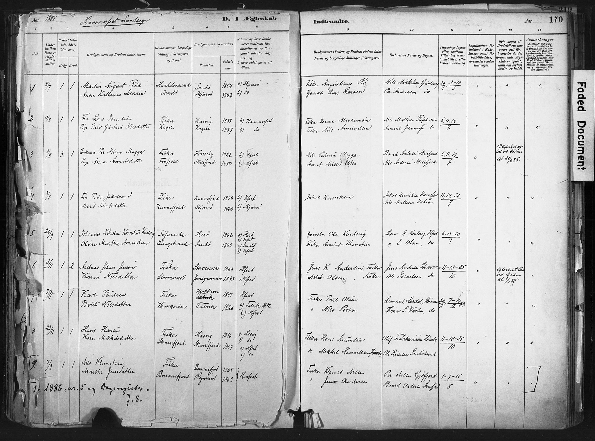 Hammerfest sokneprestkontor, SATØ/S-1347: Parish register (official) no. 11 /1, 1885-1897, p. 170