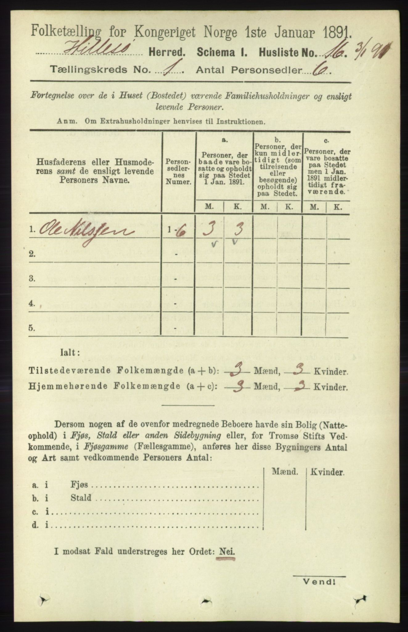 RA, 1891 census for 1930 Hillesøy, 1891, p. 29