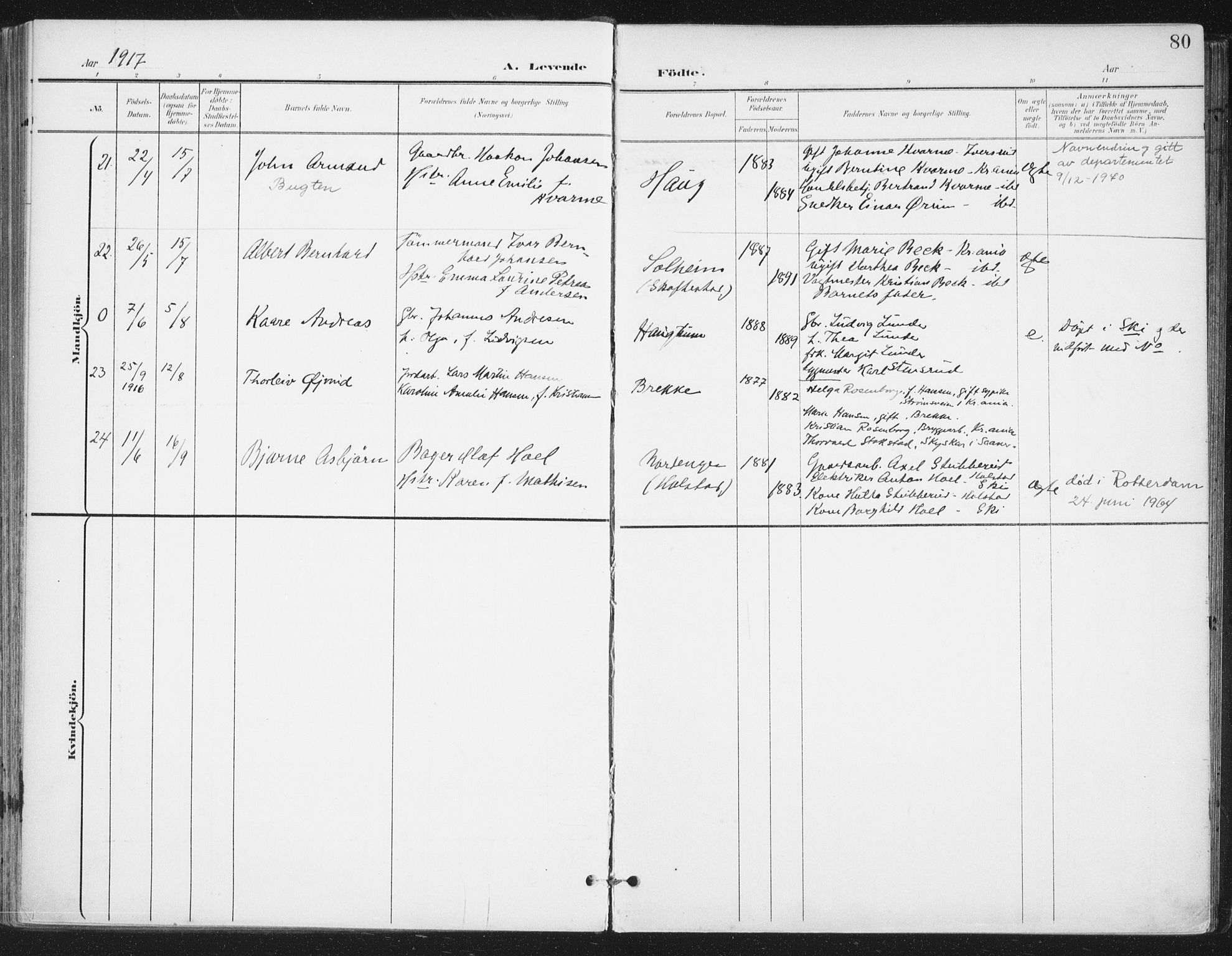 Ås prestekontor Kirkebøker, AV/SAO-A-10894/F/Fa/L0010: Parish register (official) no. I 10, 1900-1918, p. 80