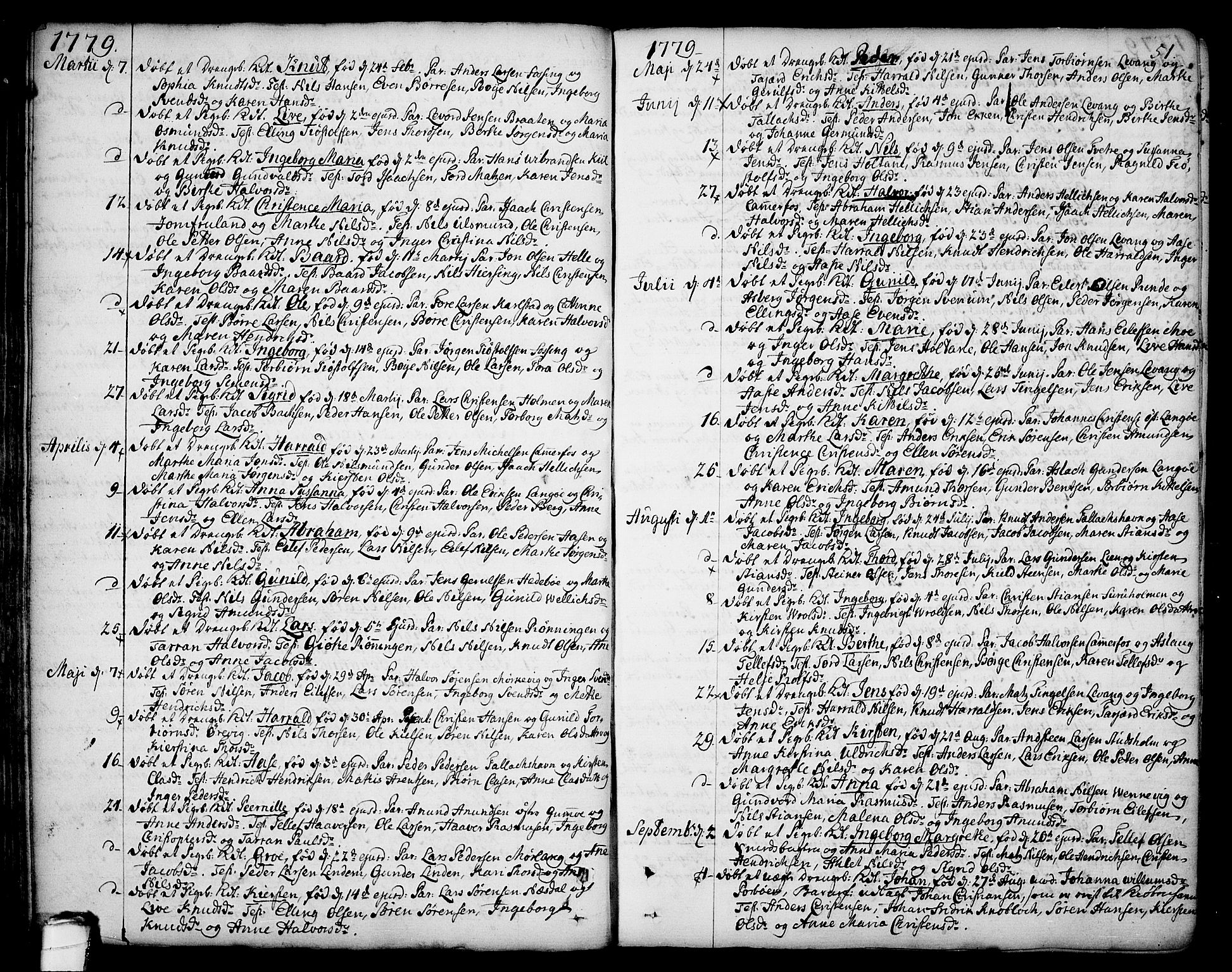 Sannidal kirkebøker, SAKO/A-296/F/Fa/L0002: Parish register (official) no. 2, 1767-1802, p. 51