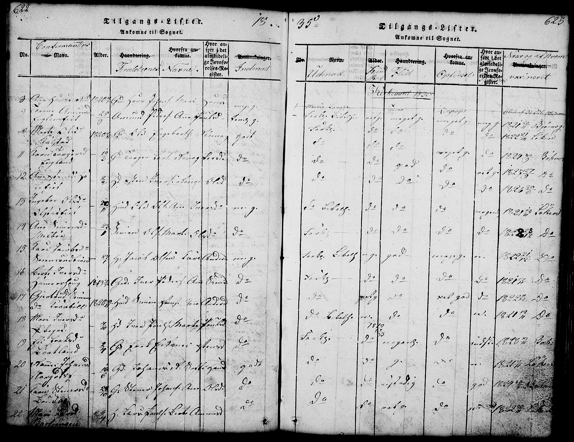 Gausdal prestekontor, SAH/PREST-090/H/Ha/Hab/L0001: Parish register (copy) no. 1, 1817-1848, p. 622-623