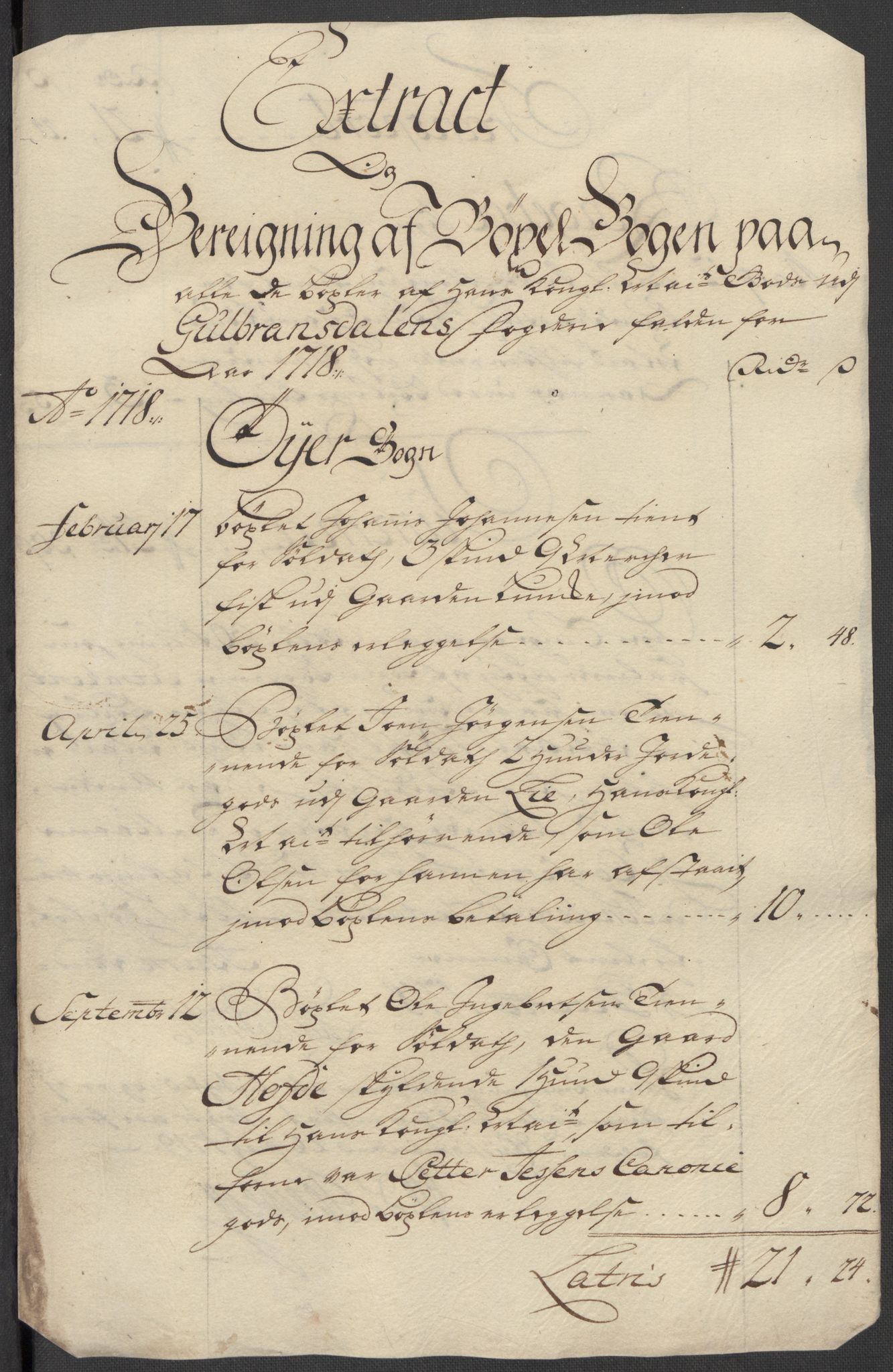 Rentekammeret inntil 1814, Reviderte regnskaper, Fogderegnskap, RA/EA-4092/R17/L1188: Fogderegnskap Gudbrandsdal, 1718, p. 79