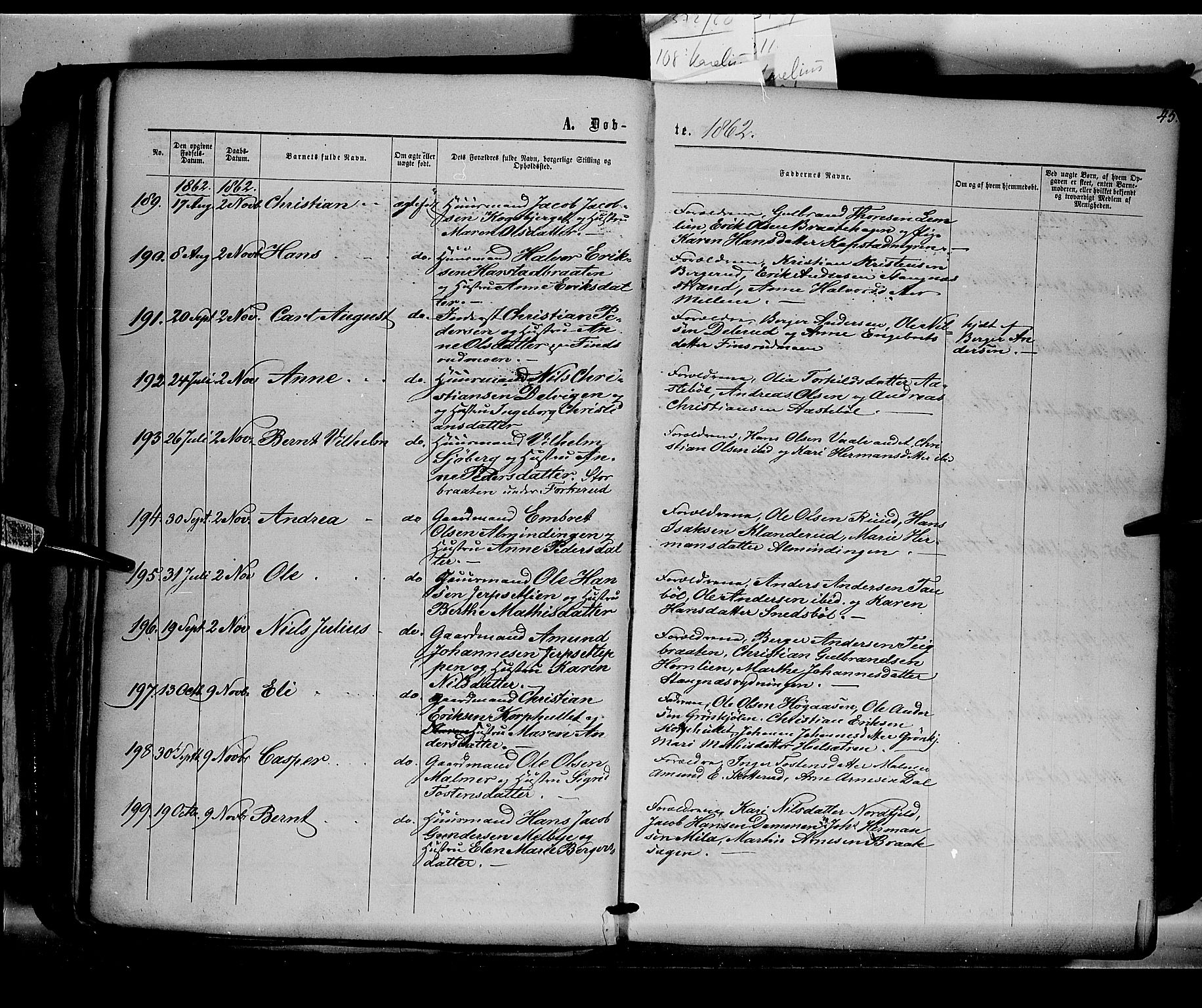 Eidskog prestekontor, SAH/PREST-026/H/Ha/Haa/L0001: Parish register (official) no. 1, 1860-1867, p. 45