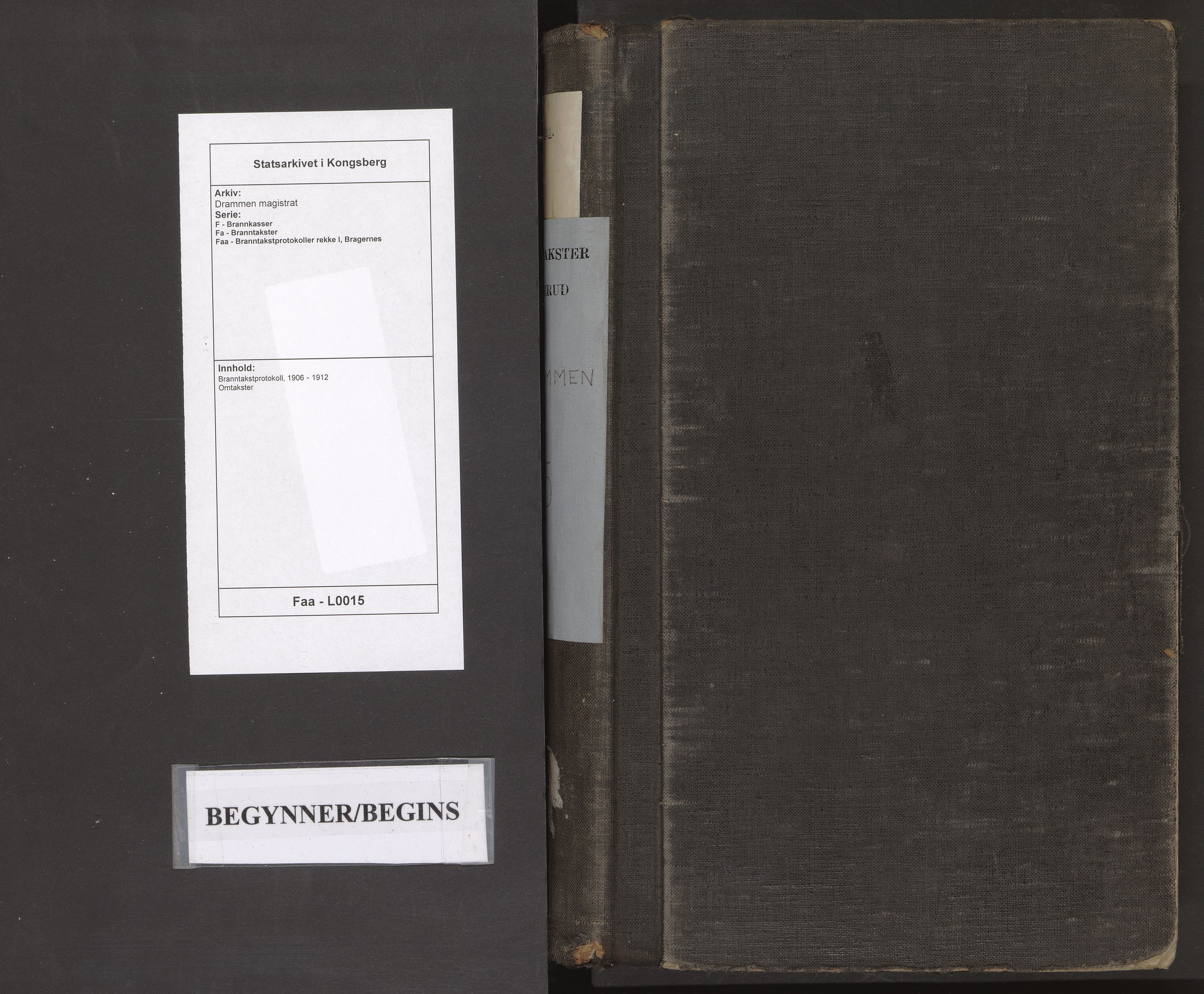 Drammen magistrat, AV/SAKO-A-846/F/Fa/Faa/L0015: Branntakstprotokoll, 1906-1912