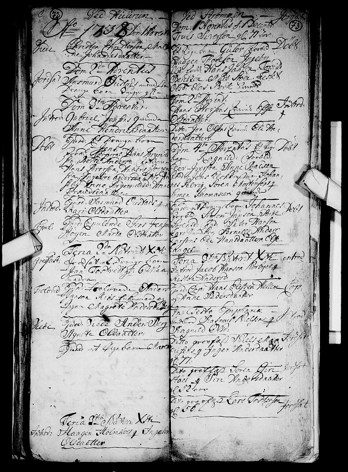 Hurum kirkebøker, AV/SAKO-A-229/F/Fa/L0005: Parish register (official) no. 5, 1735-1739, p. 72-73