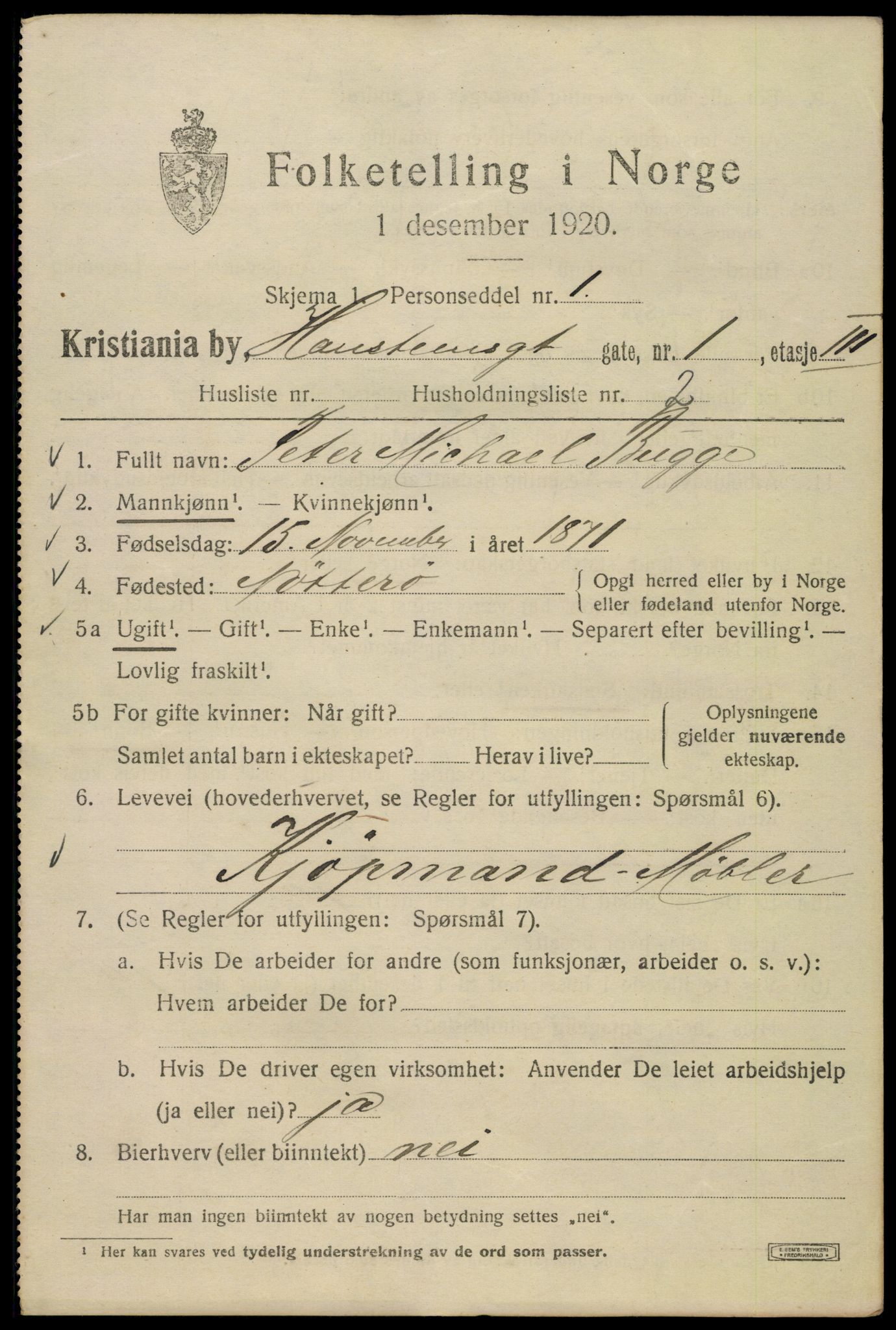 SAO, 1920 census for Kristiania, 1920, p. 269897