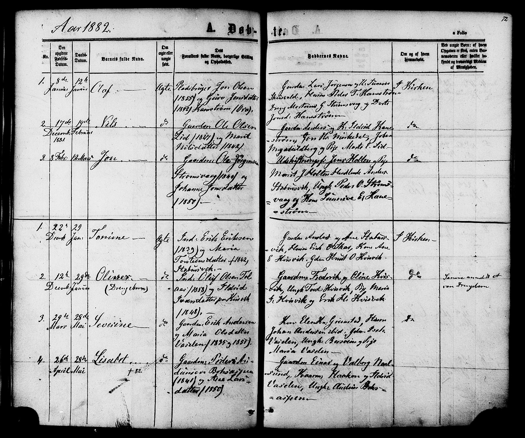 Ministerialprotokoller, klokkerbøker og fødselsregistre - Møre og Romsdal, AV/SAT-A-1454/587/L0999: Parish register (official) no. 587A01, 1864-1886, p. 72