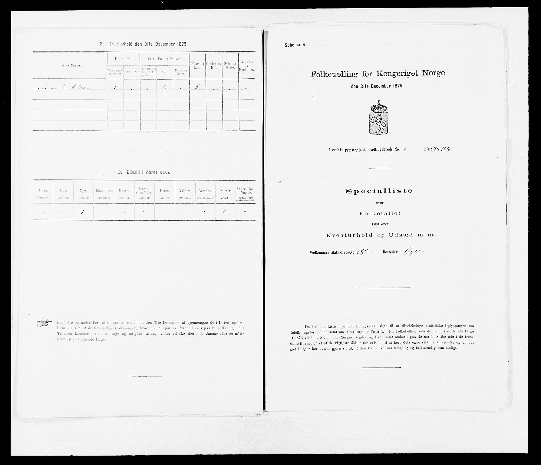 SAB, 1875 census for 1422P Lærdal, 1875, p. 384