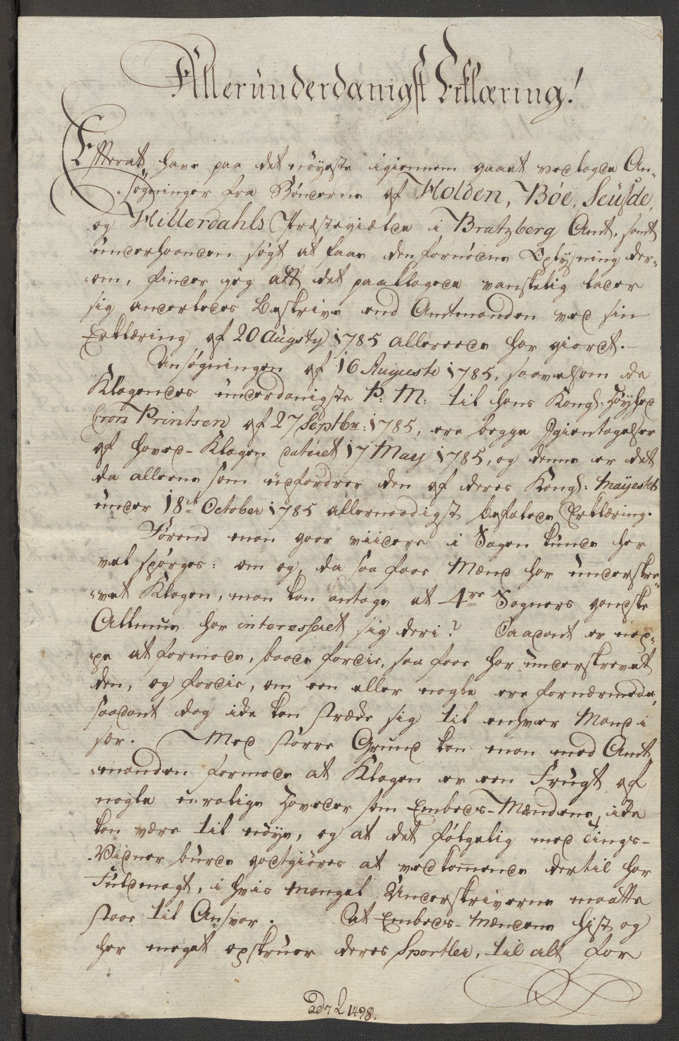 Danske Kanselli, Skapsaker, AV/RA-EA-4061/F/L0095: Skap 16, pakke 7 I, 1785-1786, p. 20