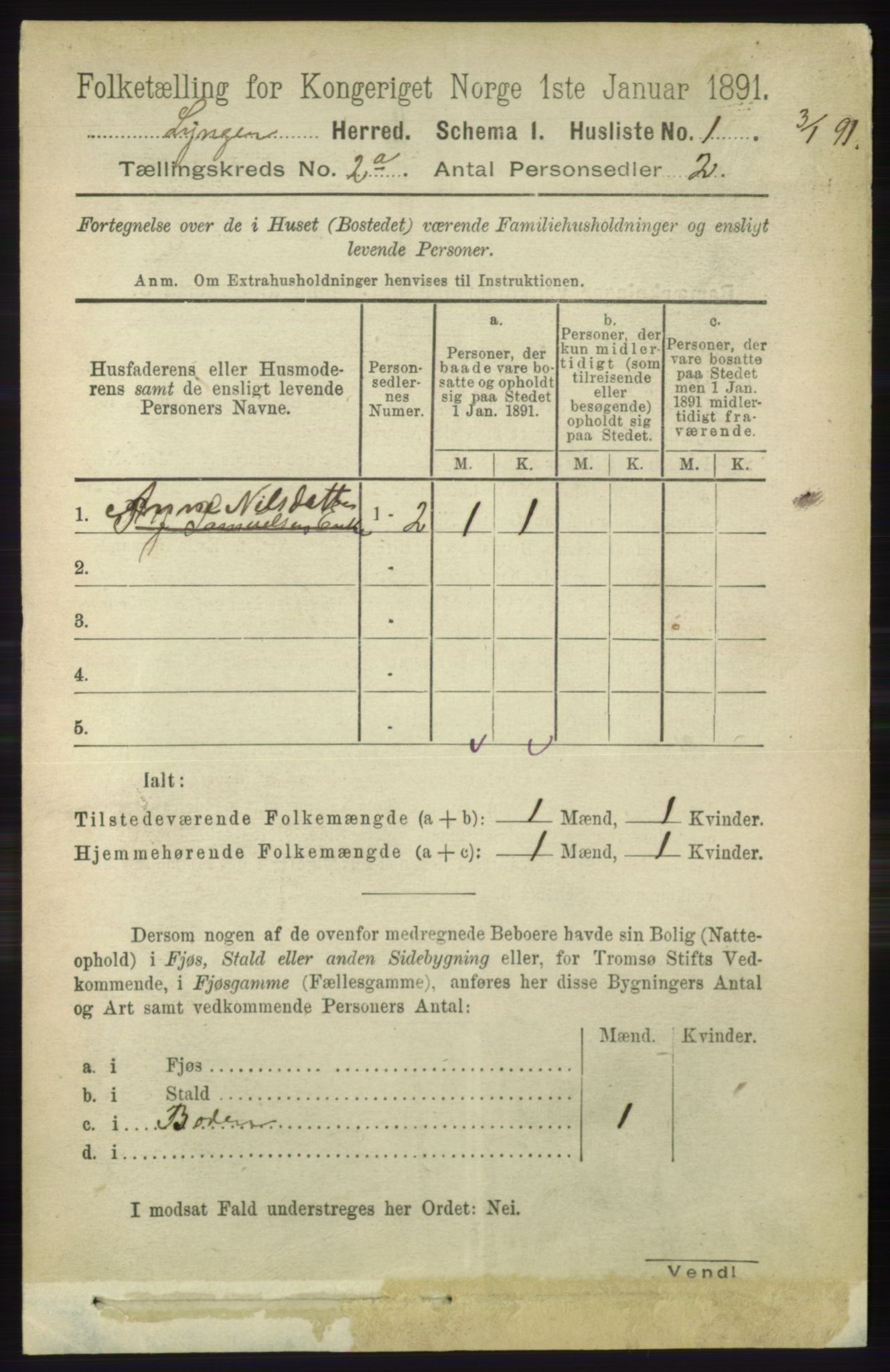 RA, 1891 census for 1938 Lyngen, 1891, p. 1928