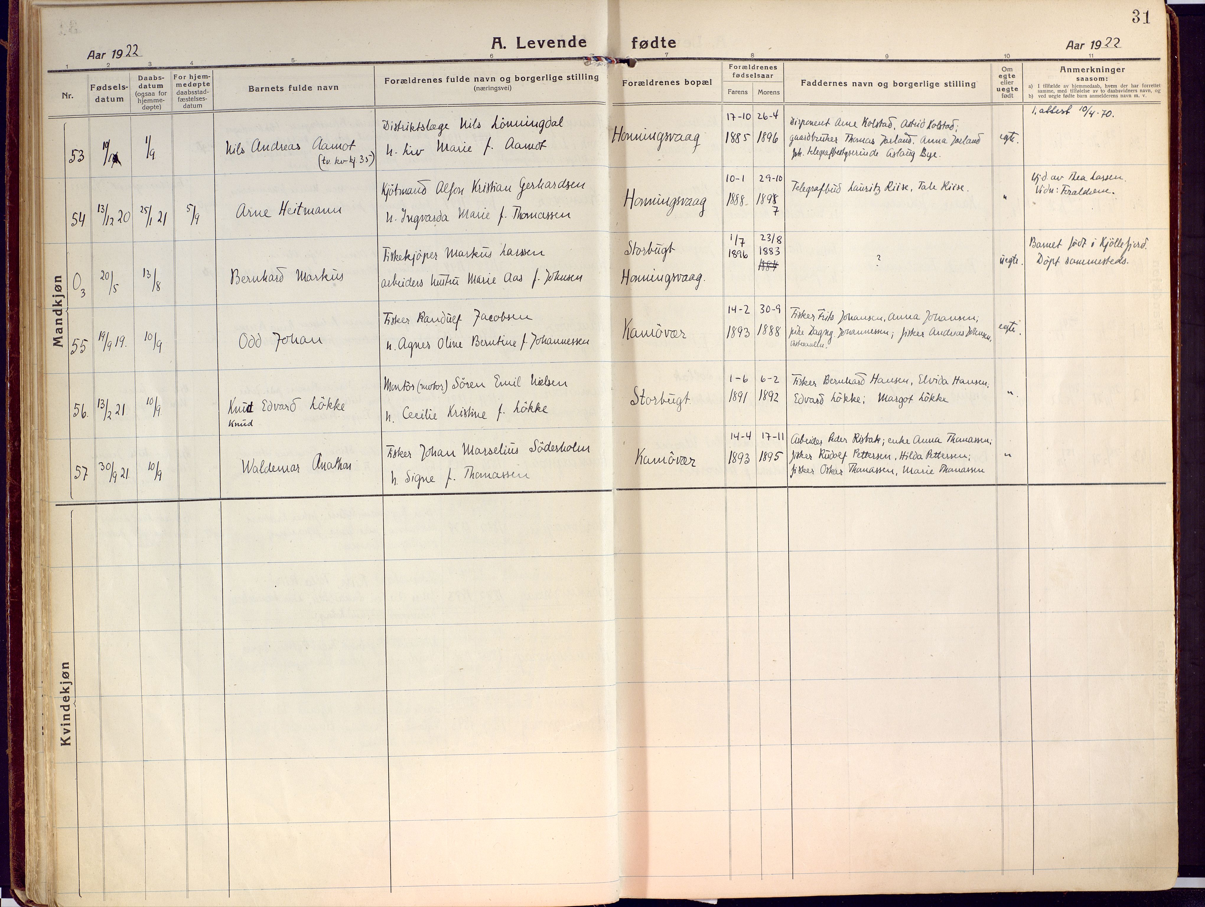 Kjelvik/Nordkapp sokneprestkontor, AV/SATØ-S-1350/H/Ha/L0002kirke: Parish register (official) no. 2, 1920-1929, p. 31