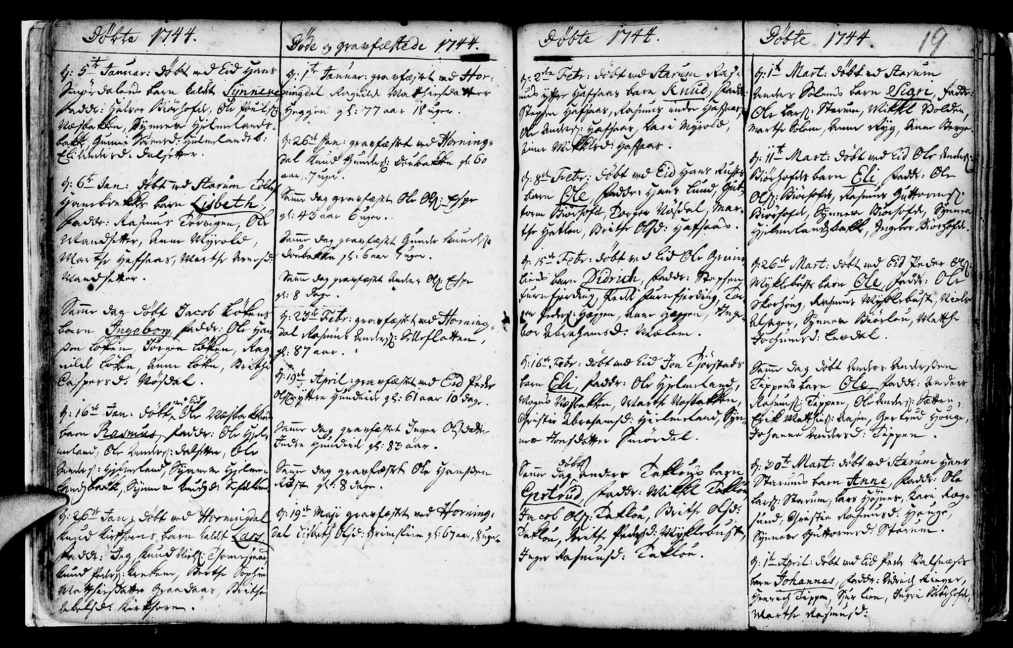 Eid sokneprestembete, AV/SAB-A-82301/H/Haa/Haaa/L0002: Parish register (official) no. A 2, 1741-1769, p. 19