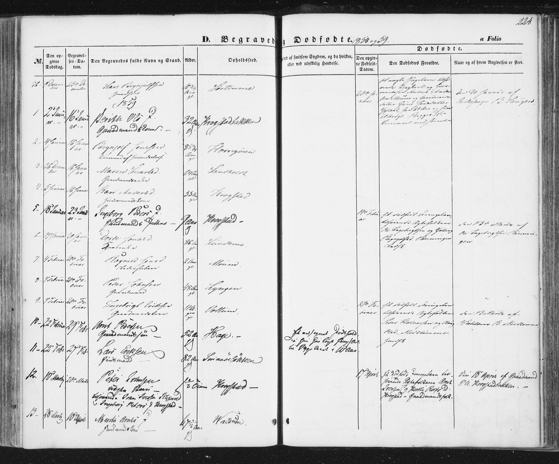 Ministerialprotokoller, klokkerbøker og fødselsregistre - Sør-Trøndelag, SAT/A-1456/692/L1103: Parish register (official) no. 692A03, 1849-1870, p. 224