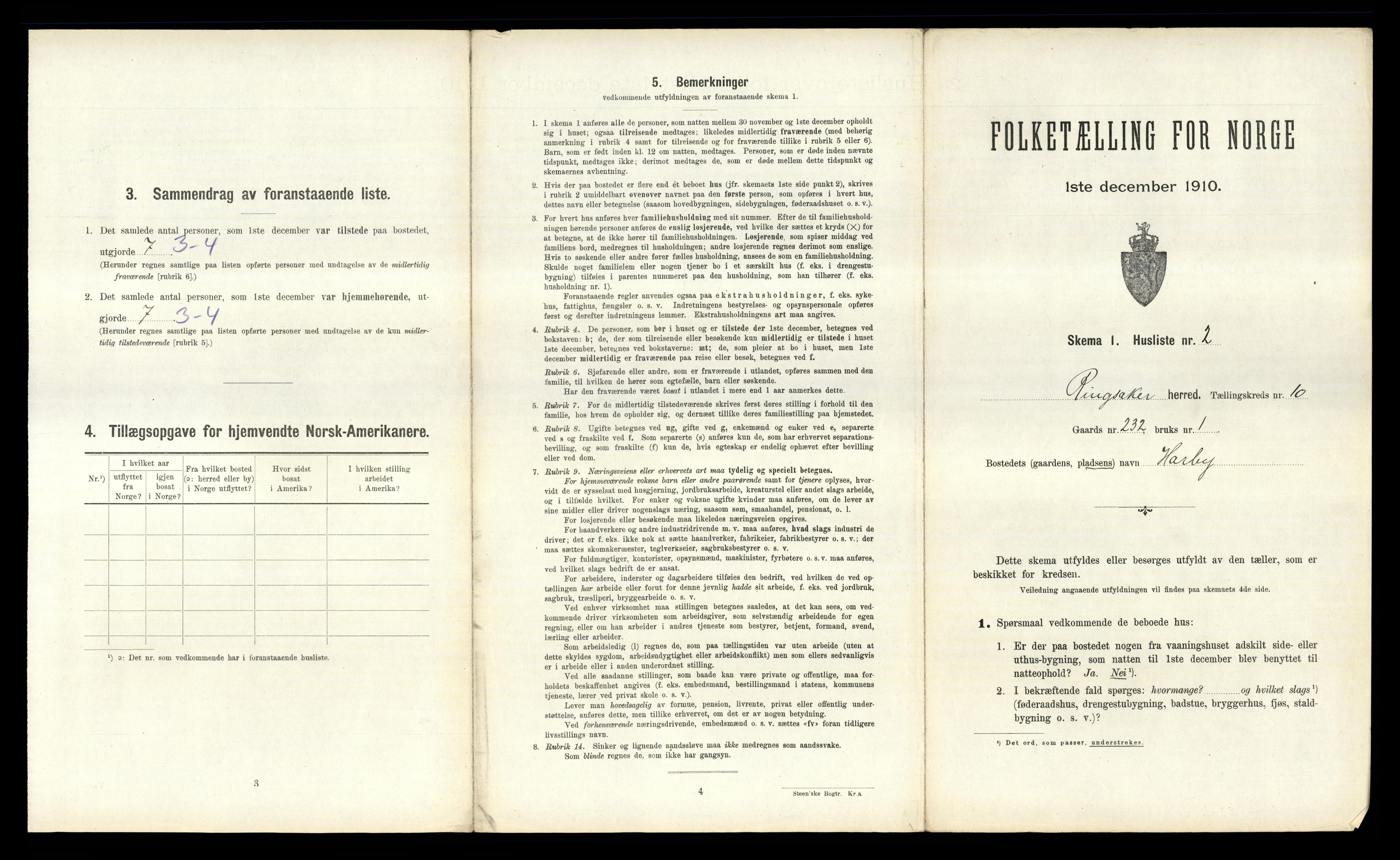 RA, 1910 census for Ringsaker, 1910, p. 1789