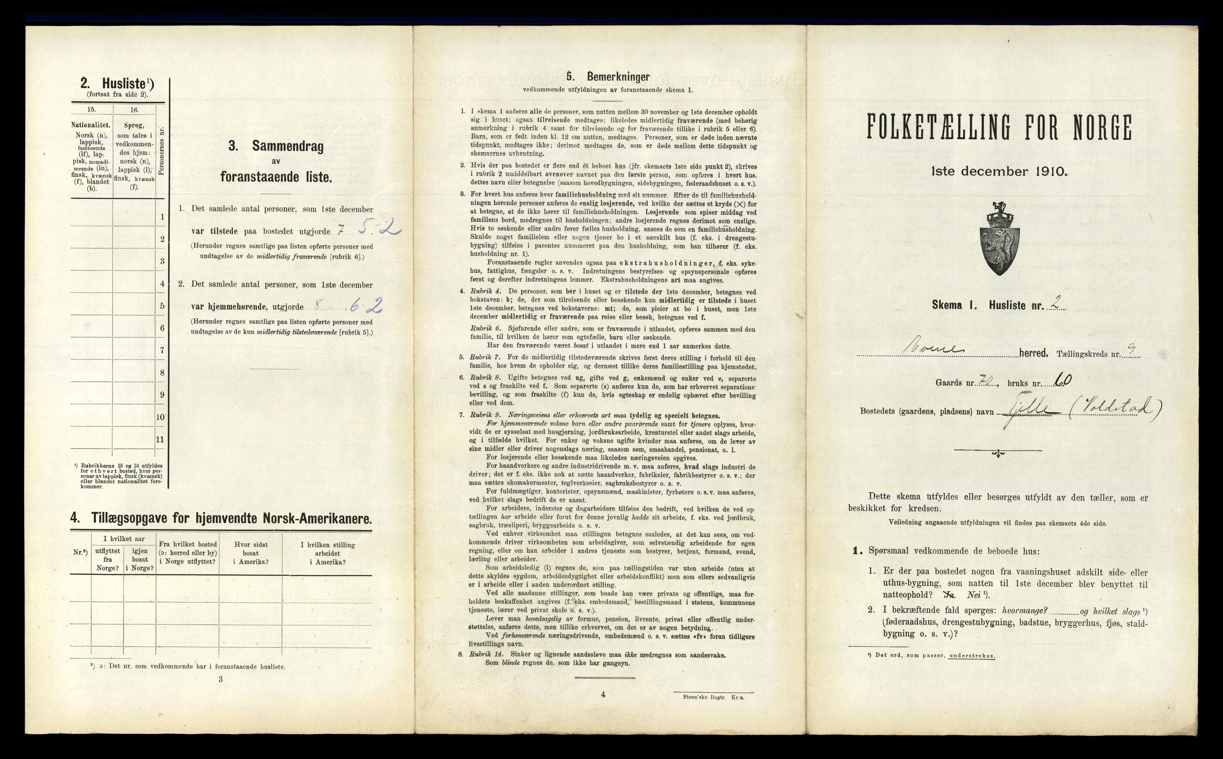 RA, 1910 census for Evenes, 1910, p. 1257