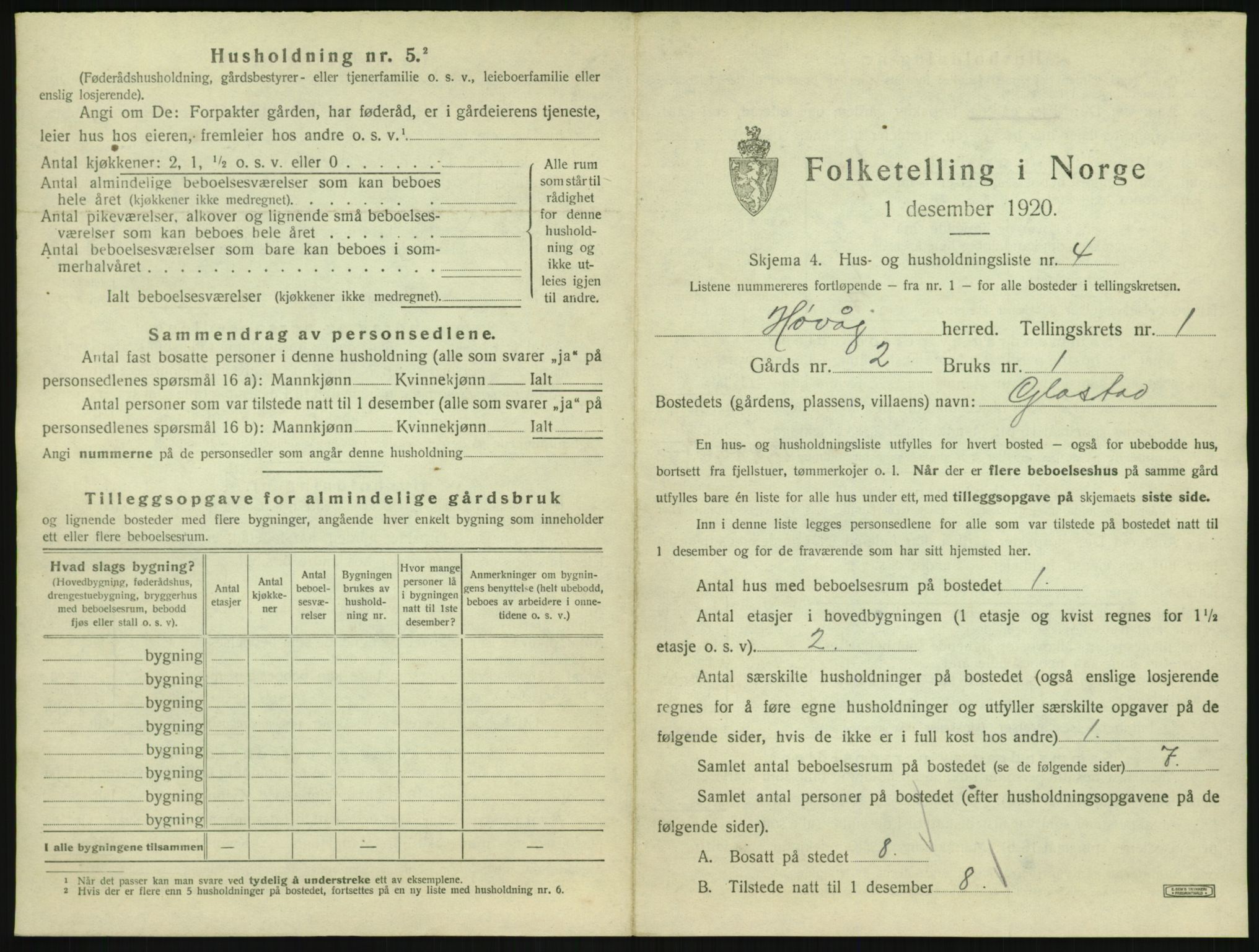 SAK, 1920 census for Høvåg, 1920, p. 40