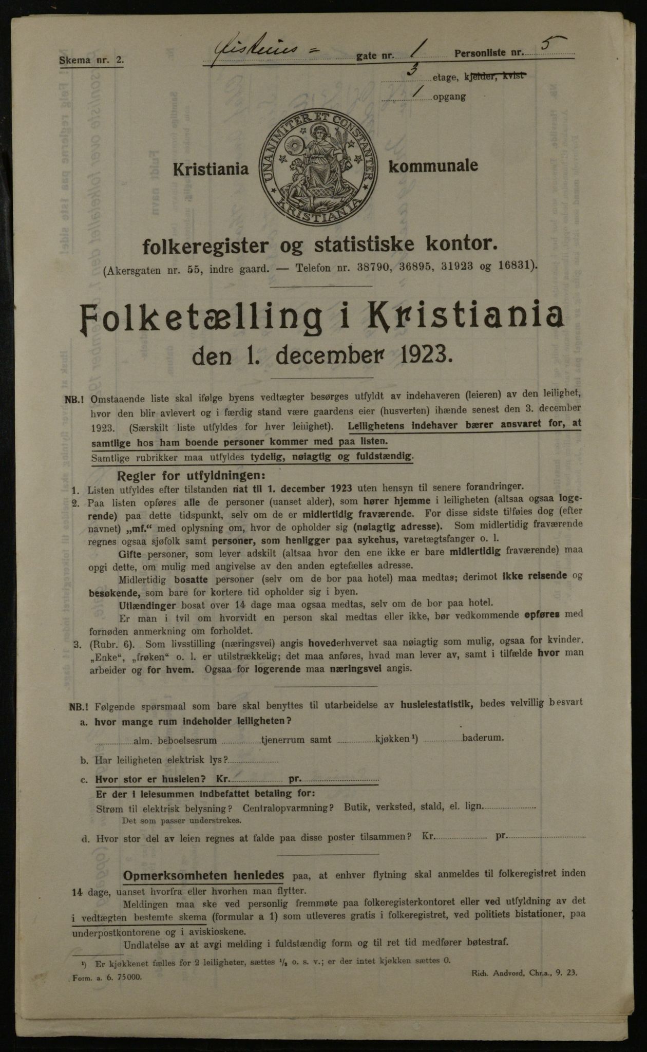 OBA, Municipal Census 1923 for Kristiania, 1923, p. 36272