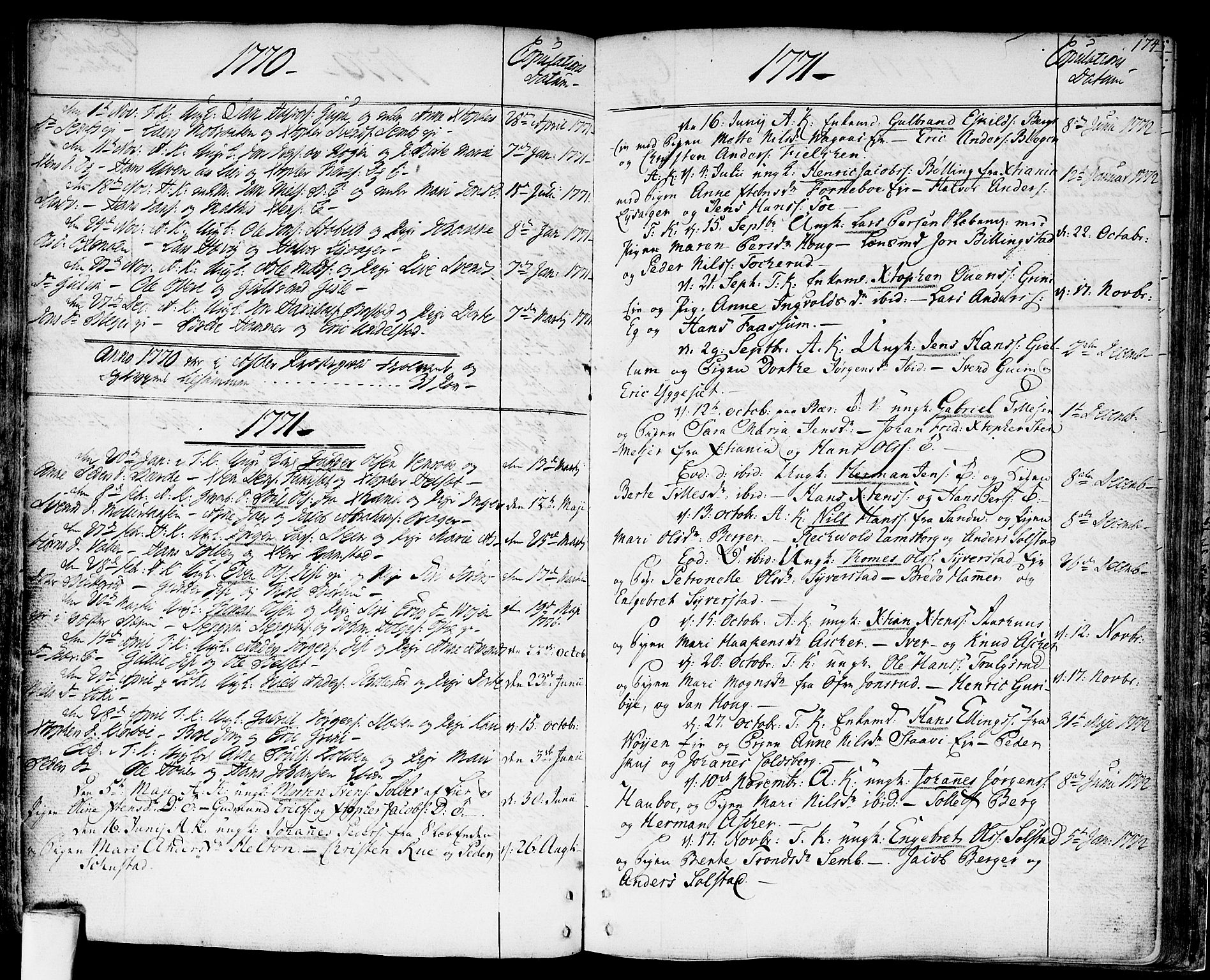 Asker prestekontor Kirkebøker, AV/SAO-A-10256a/F/Fa/L0003: Parish register (official) no. I 3, 1767-1807, p. 174