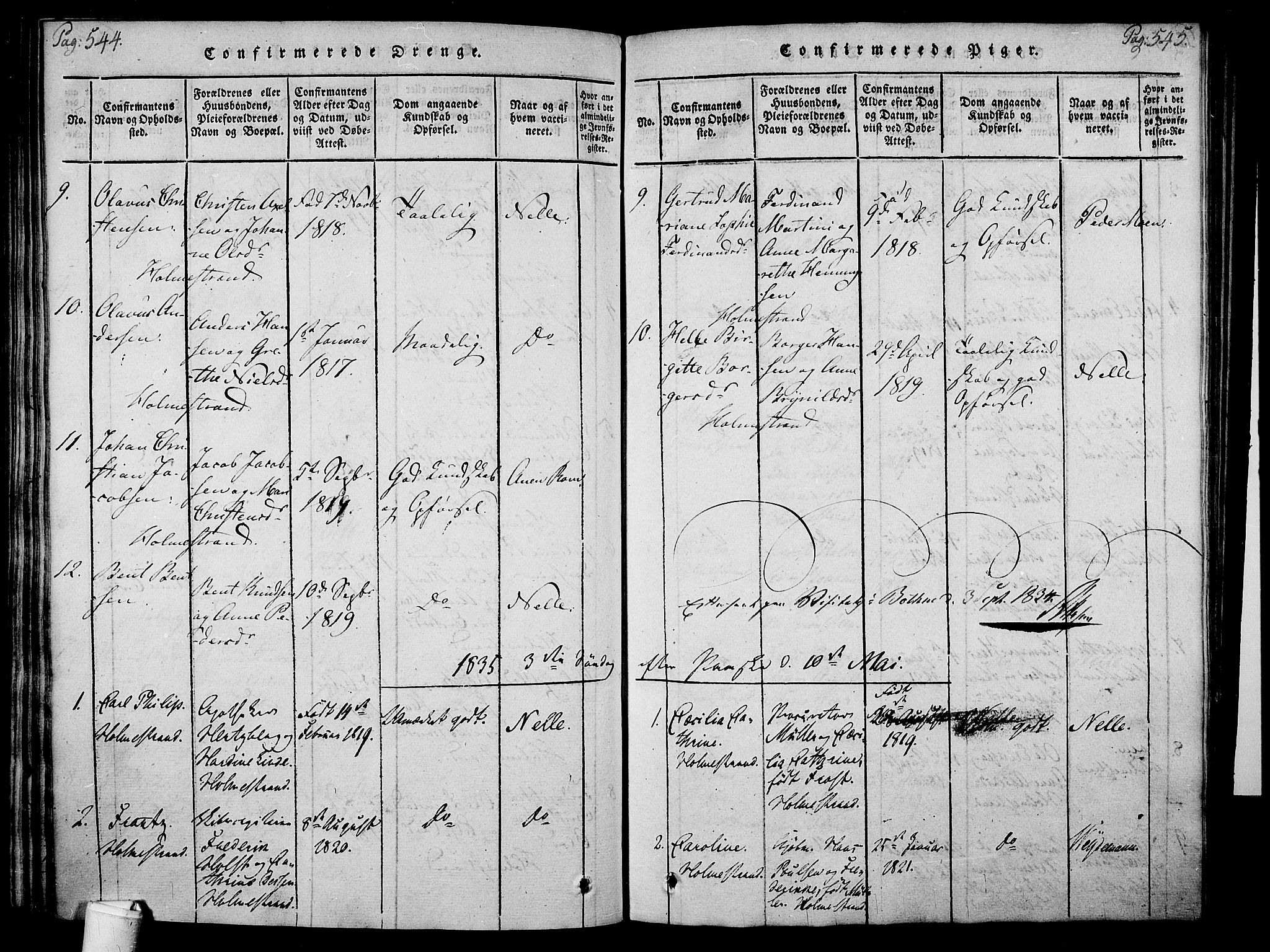 Holmestrand kirkebøker, SAKO/A-346/F/Fa/L0001: Parish register (official) no. 1, 1814-1840, p. 544-545