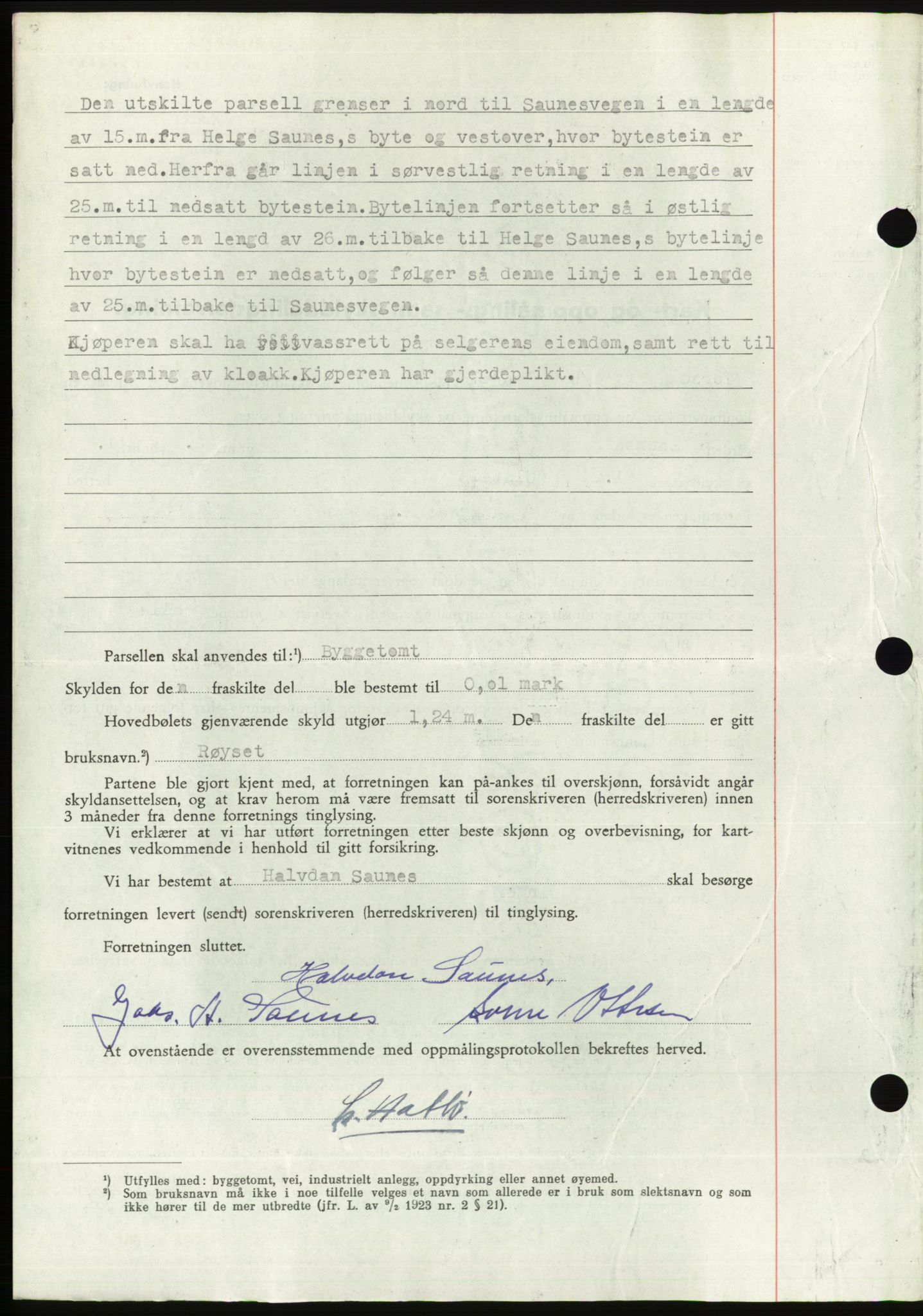 Søre Sunnmøre sorenskriveri, SAT/A-4122/1/2/2C/L0081: Mortgage book no. 7A, 1947-1948, Diary no: : 1300/1947