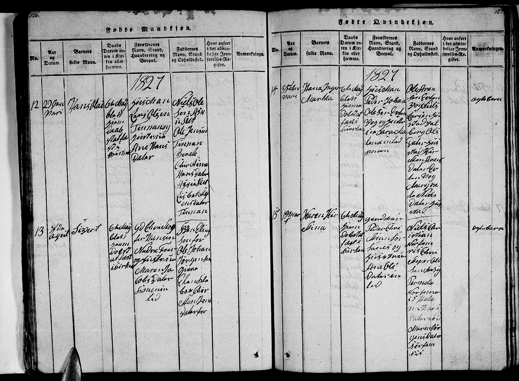Ministerialprotokoller, klokkerbøker og fødselsregistre - Nordland, AV/SAT-A-1459/805/L0105: Parish register (copy) no. 805C01, 1820-1839, p. 126-127