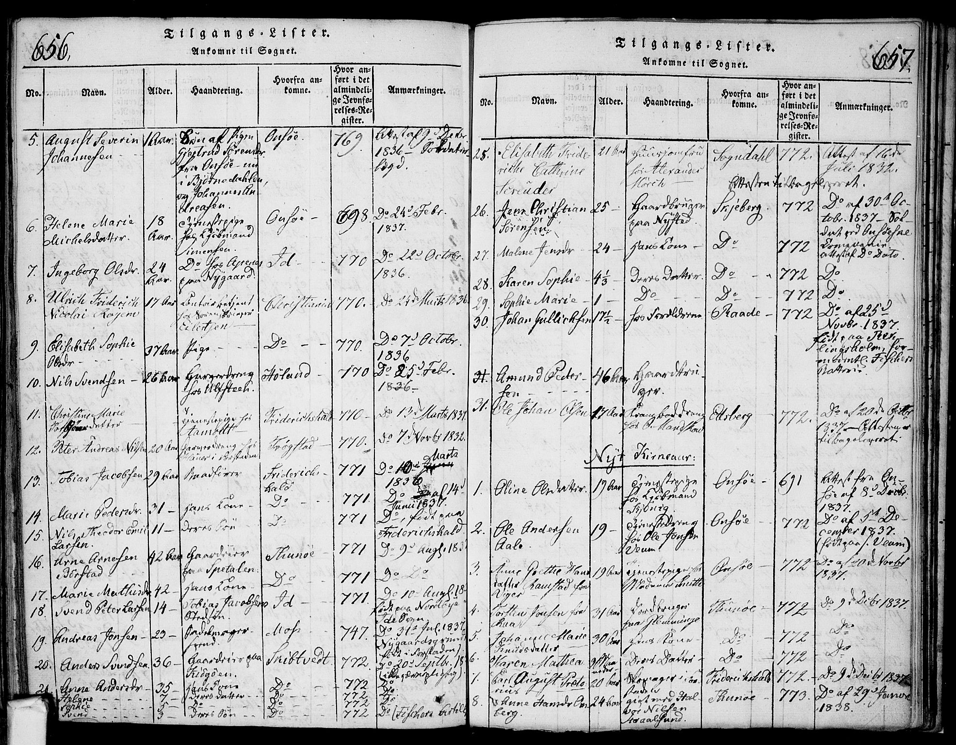 Glemmen prestekontor Kirkebøker, AV/SAO-A-10908/F/Fa/L0004: Parish register (official) no. 4, 1816-1838, p. 656-657