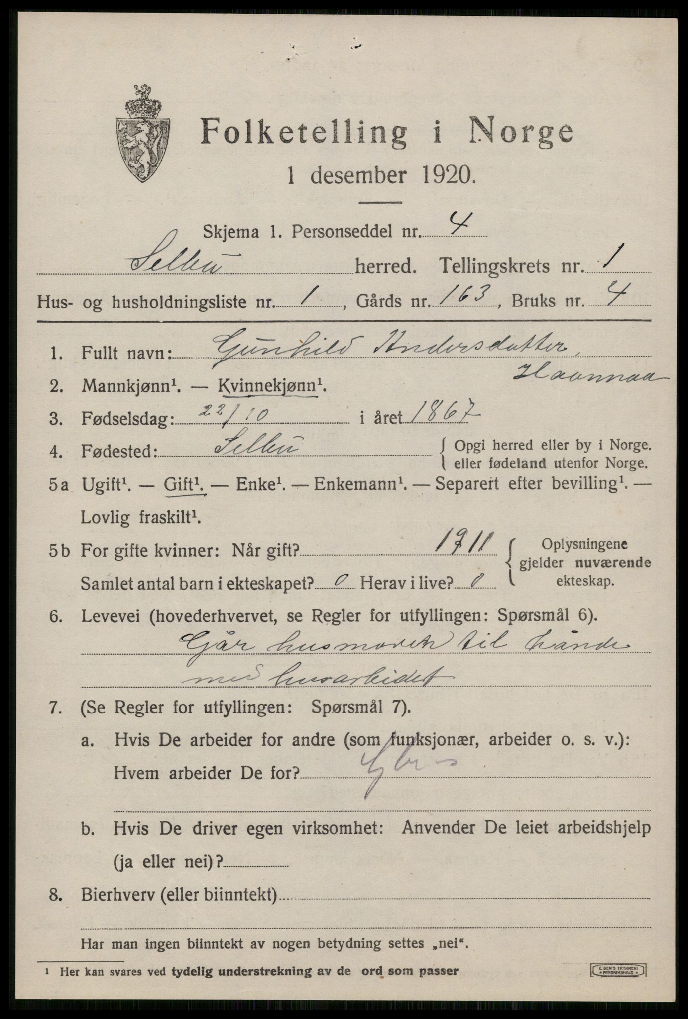 SAT, 1920 census for Selbu, 1920, p. 1680