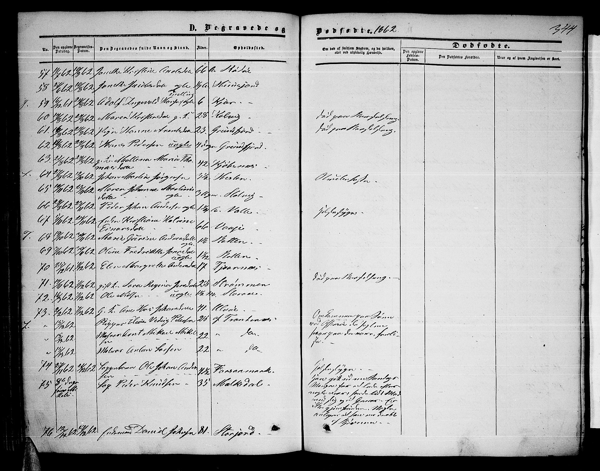 Ministerialprotokoller, klokkerbøker og fødselsregistre - Nordland, AV/SAT-A-1459/872/L1046: Parish register (copy) no. 872C02, 1852-1879, p. 344