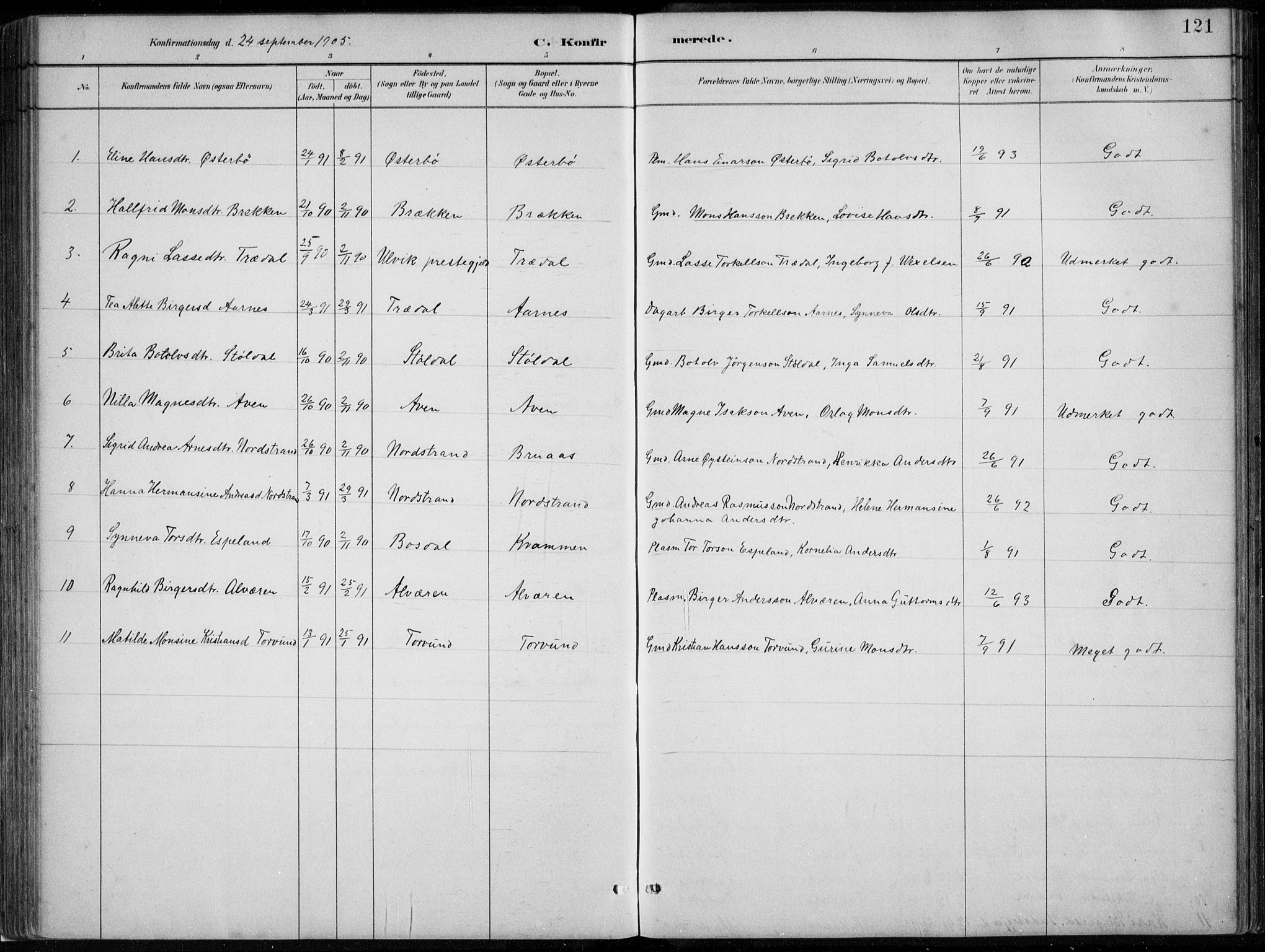 Lavik sokneprestembete, SAB/A-80901: Parish register (copy) no. A 2, 1882-1910, p. 121