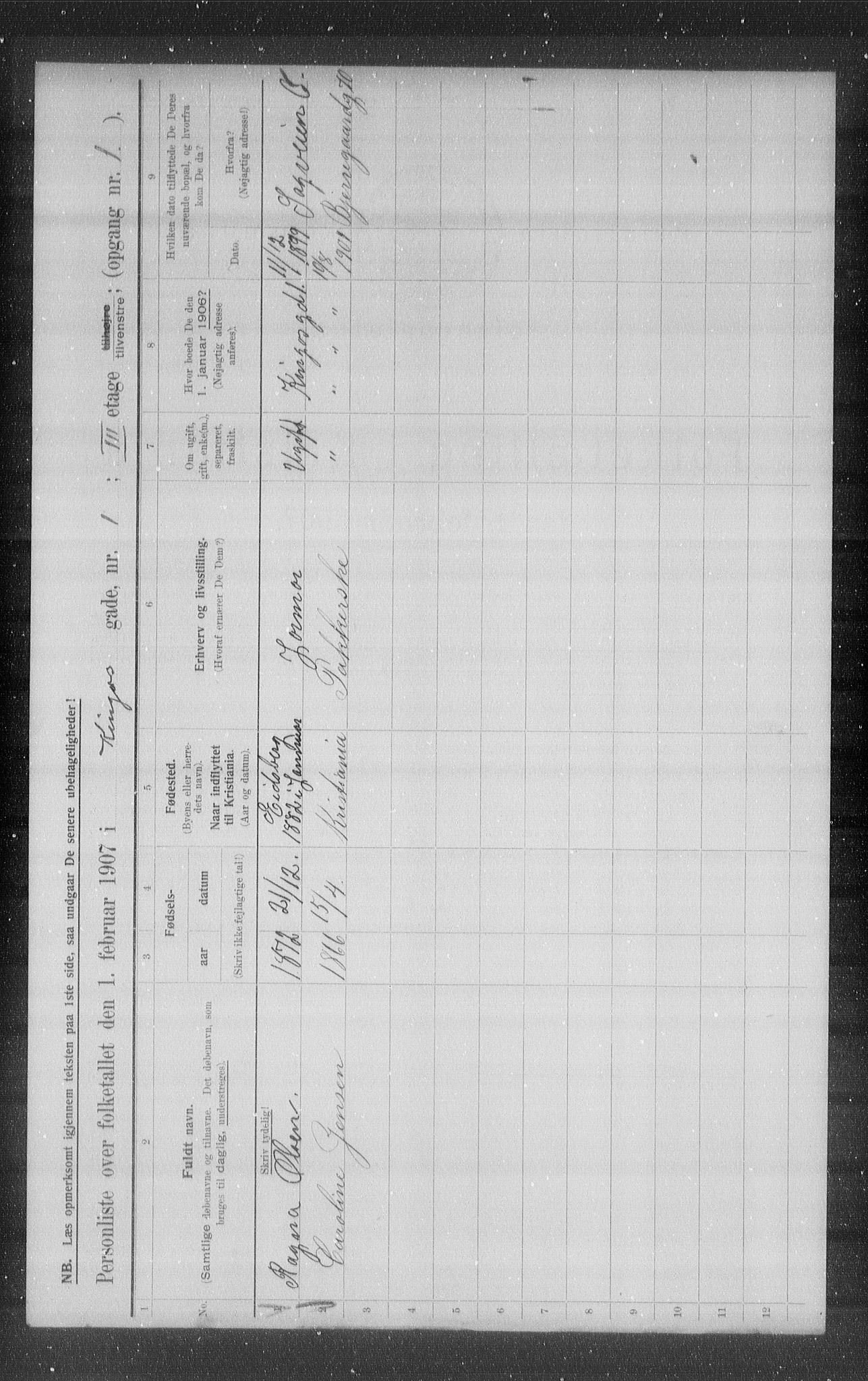 OBA, Municipal Census 1907 for Kristiania, 1907, p. 25232