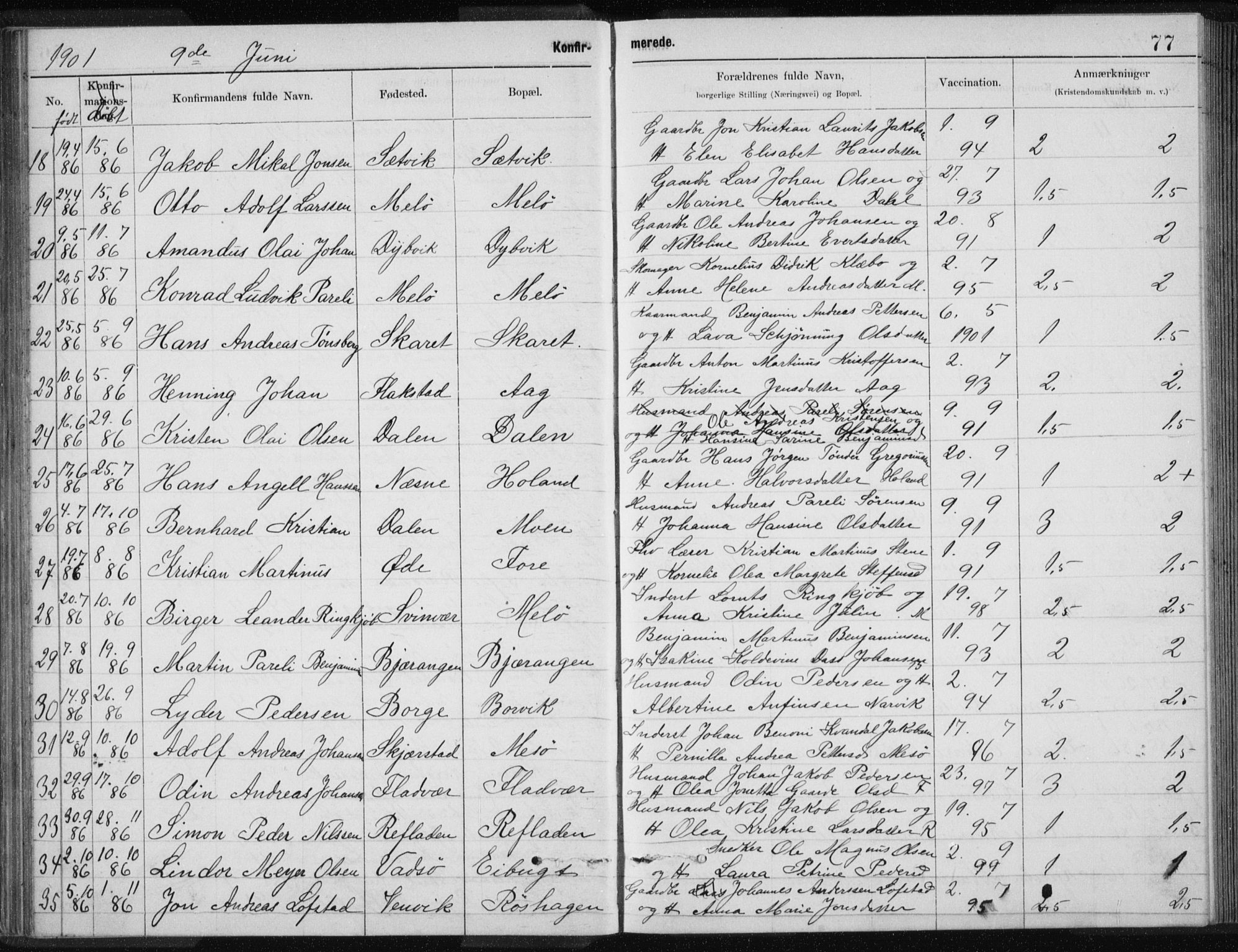 Ministerialprotokoller, klokkerbøker og fødselsregistre - Nordland, SAT/A-1459/843/L0637: Parish register (copy) no. 843C06, 1884-1908, p. 77