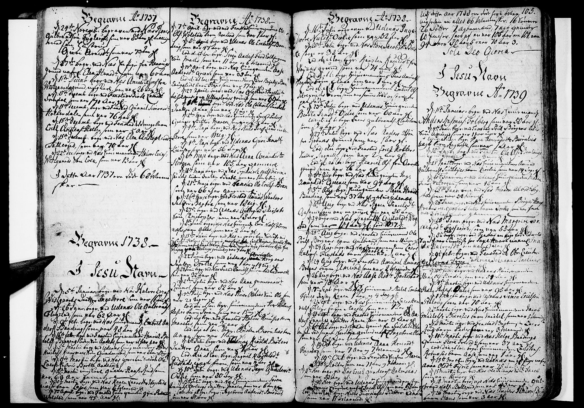 Nes prestekontor Kirkebøker, AV/SAO-A-10410/F/Fa/L0003: Parish register (official) no. I 3, 1734-1781, p. 105