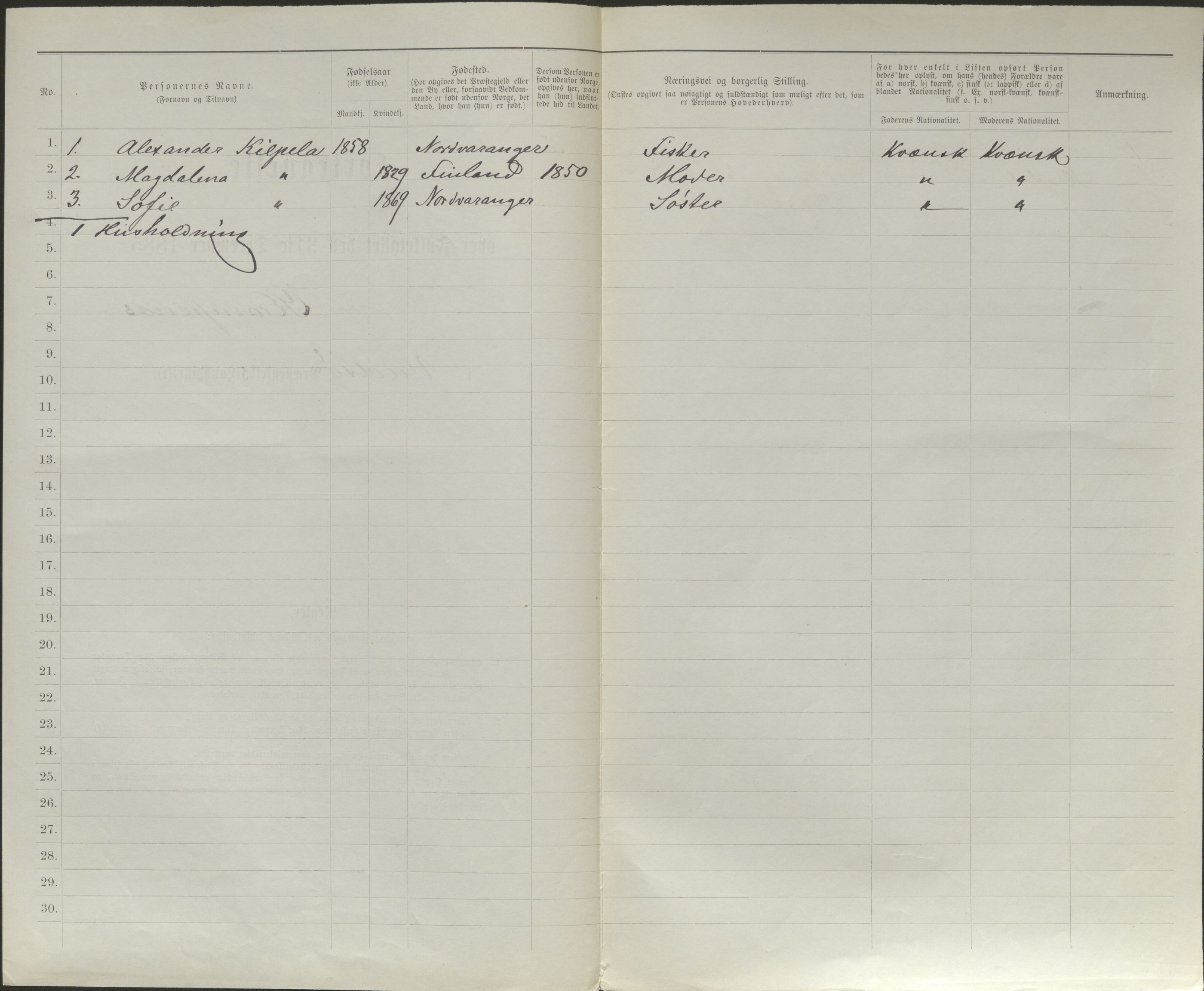 SATØ, 1885 census for 2029 Vadsø, 1885, p. 204b