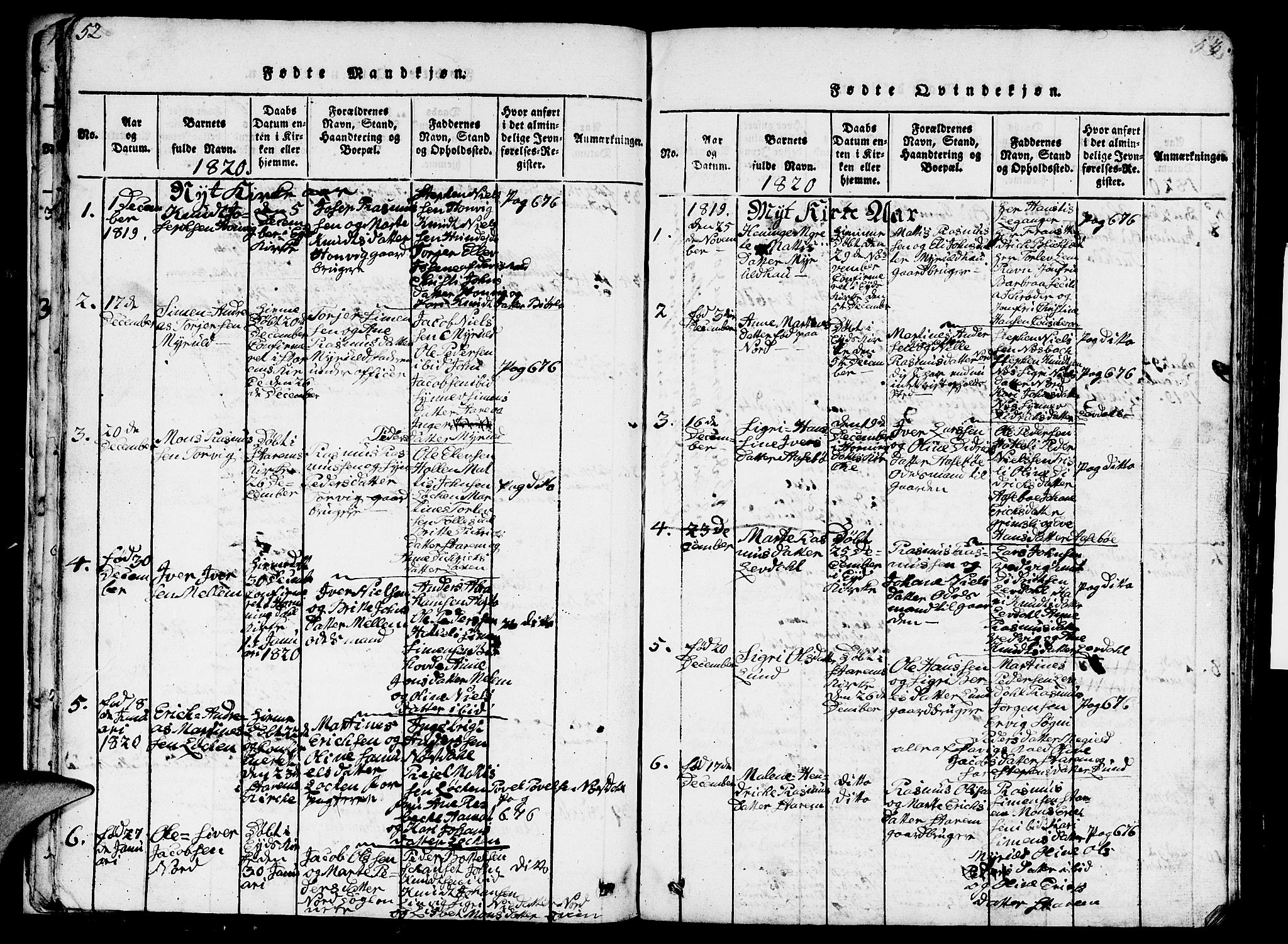 Eid sokneprestembete, AV/SAB-A-82301/H/Hab/Haba/L0001: Parish register (copy) no. A 1, 1816-1862, p. 52-53