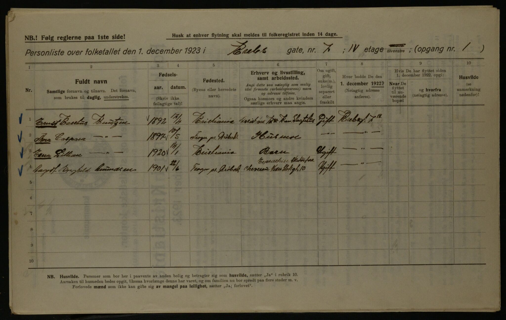 OBA, Municipal Census 1923 for Kristiania, 1923, p. 60334