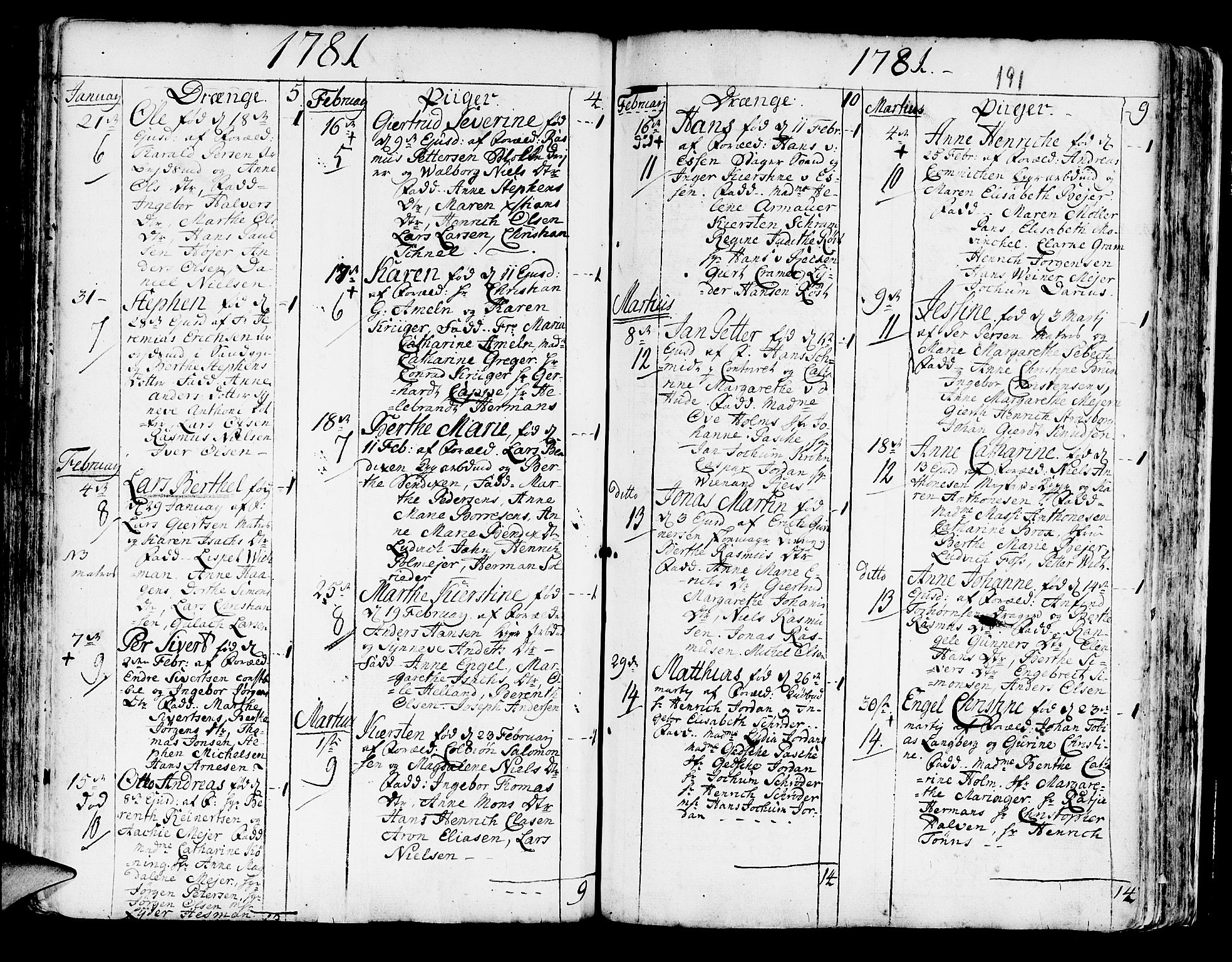 Korskirken sokneprestembete, SAB/A-76101/H/Haa/L0005: Parish register (official) no. A 5, 1751-1789, p. 191