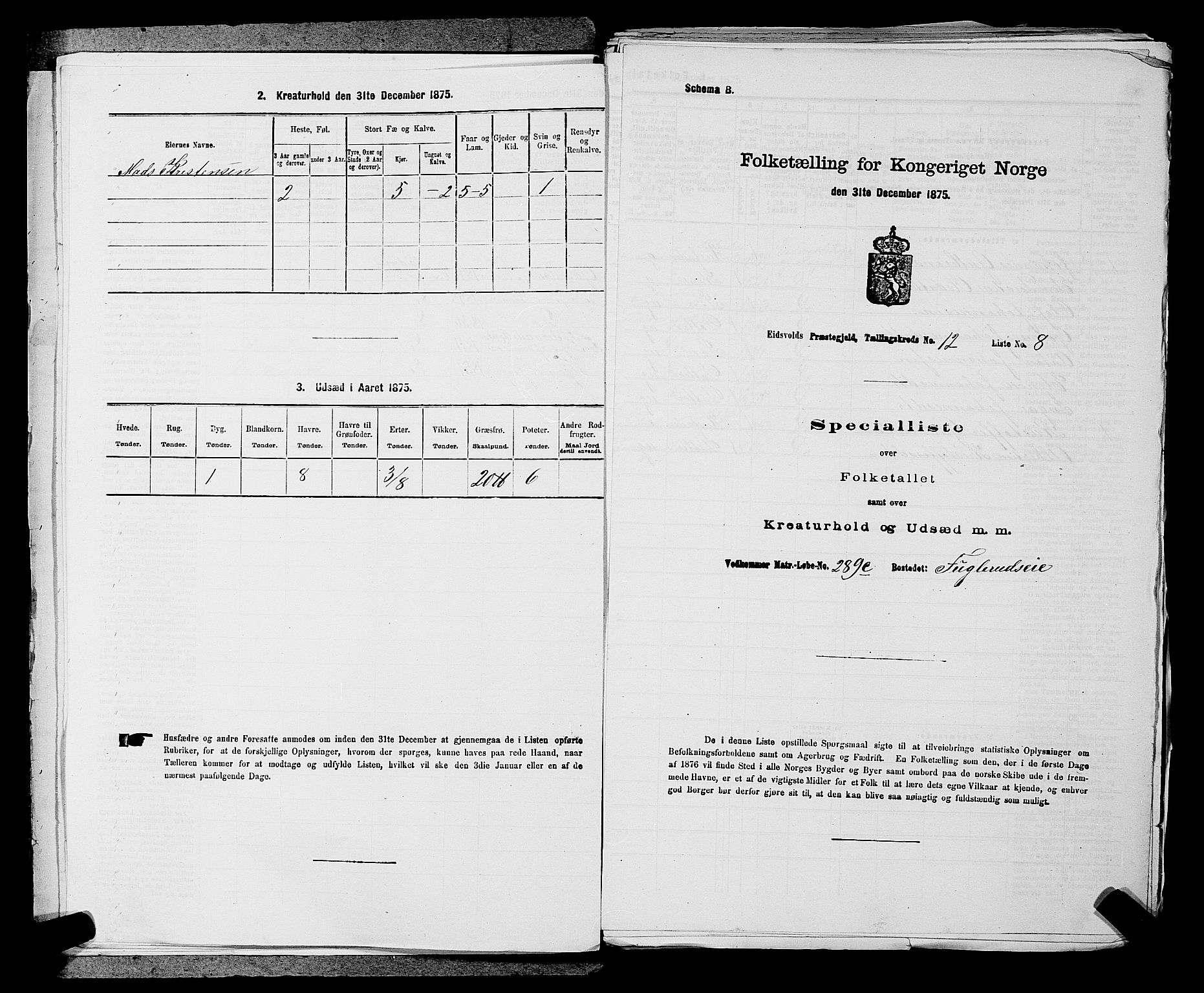 RA, 1875 census for 0237P Eidsvoll, 1875, p. 1863